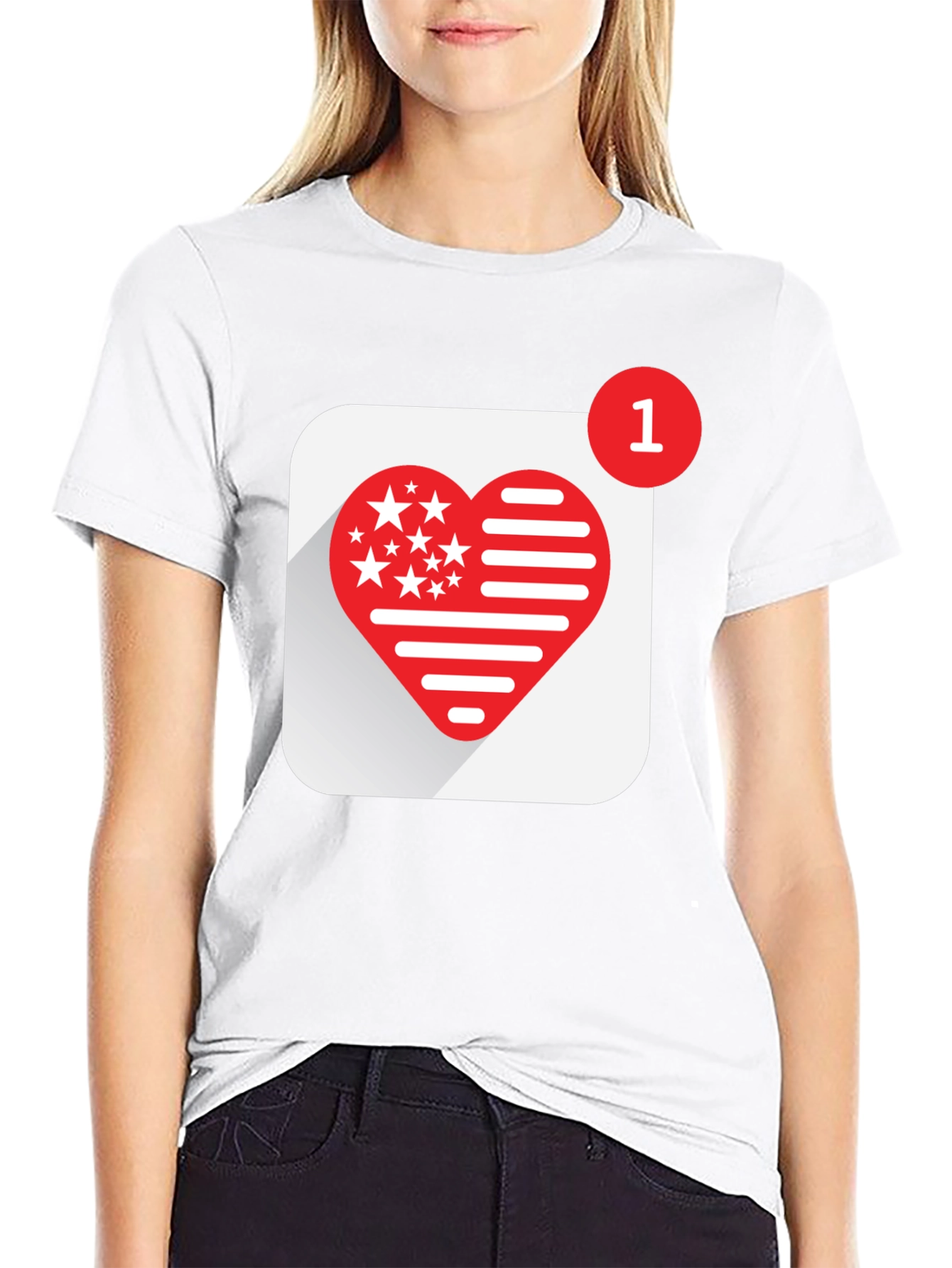 Heart Notification Graphic Tee - Black