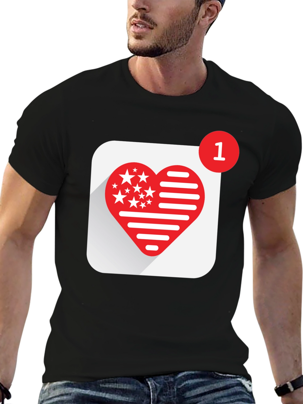 Heart Notification Graphic Tee - Black