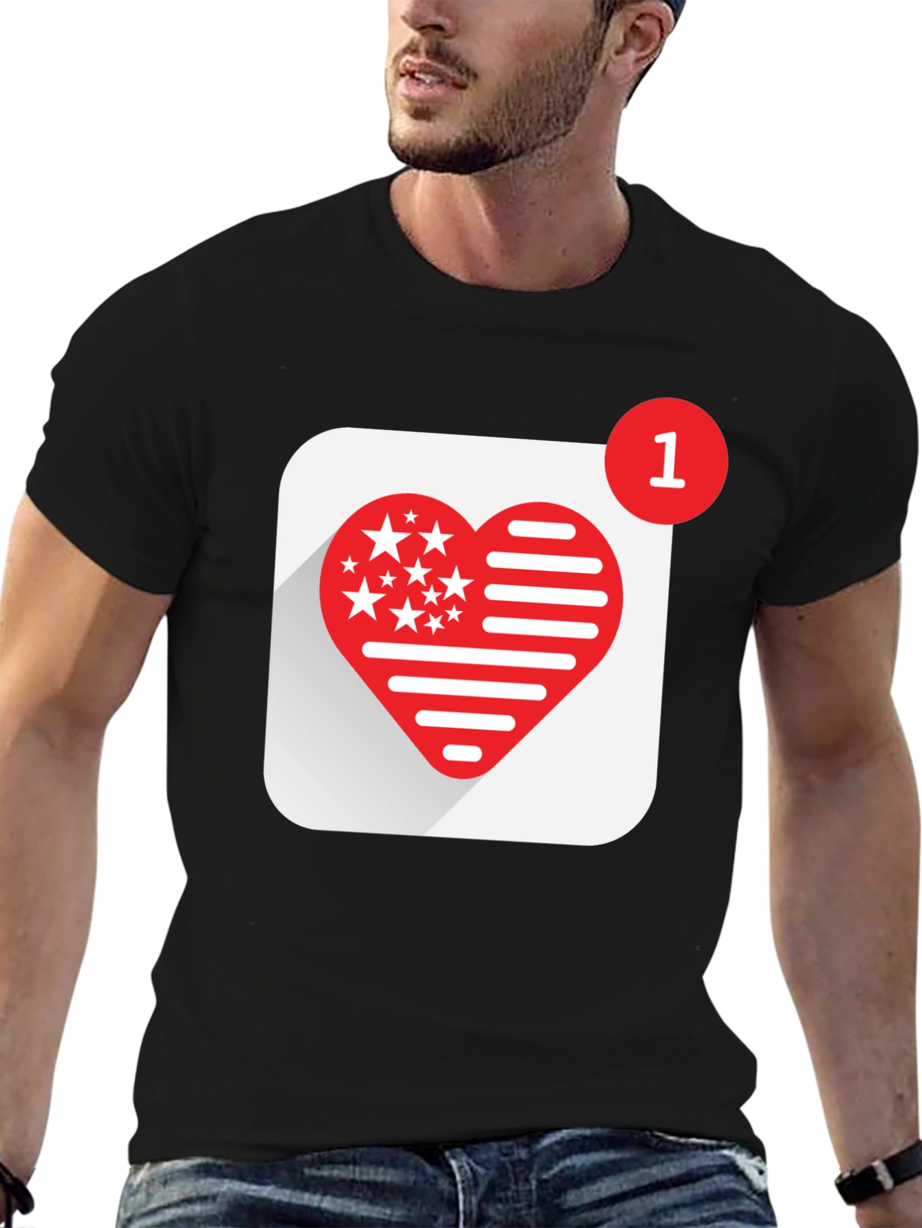 Heart Notification Graphic Tee - Black