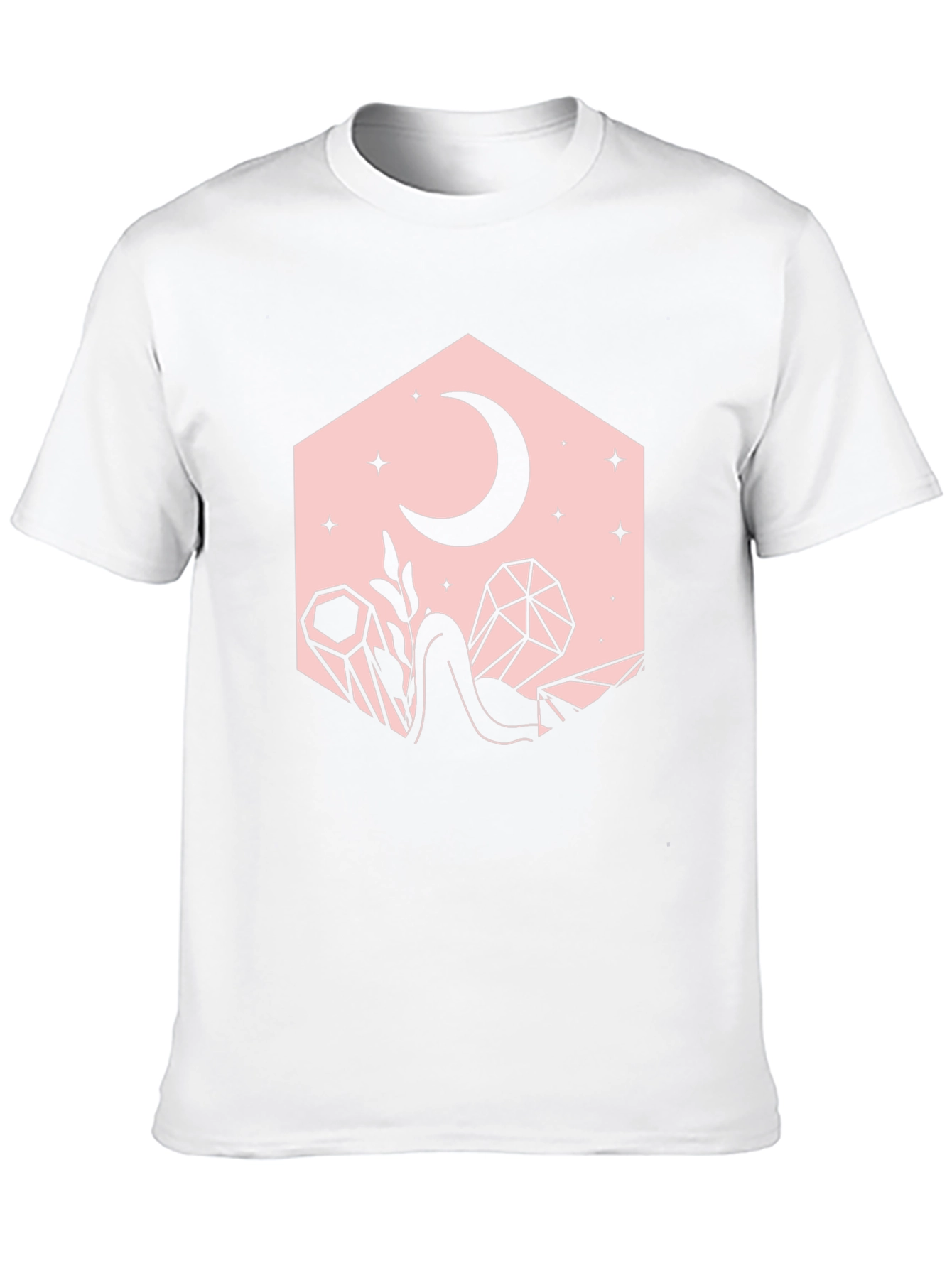 Crescent Moon and Crystals Black Graphic Tee