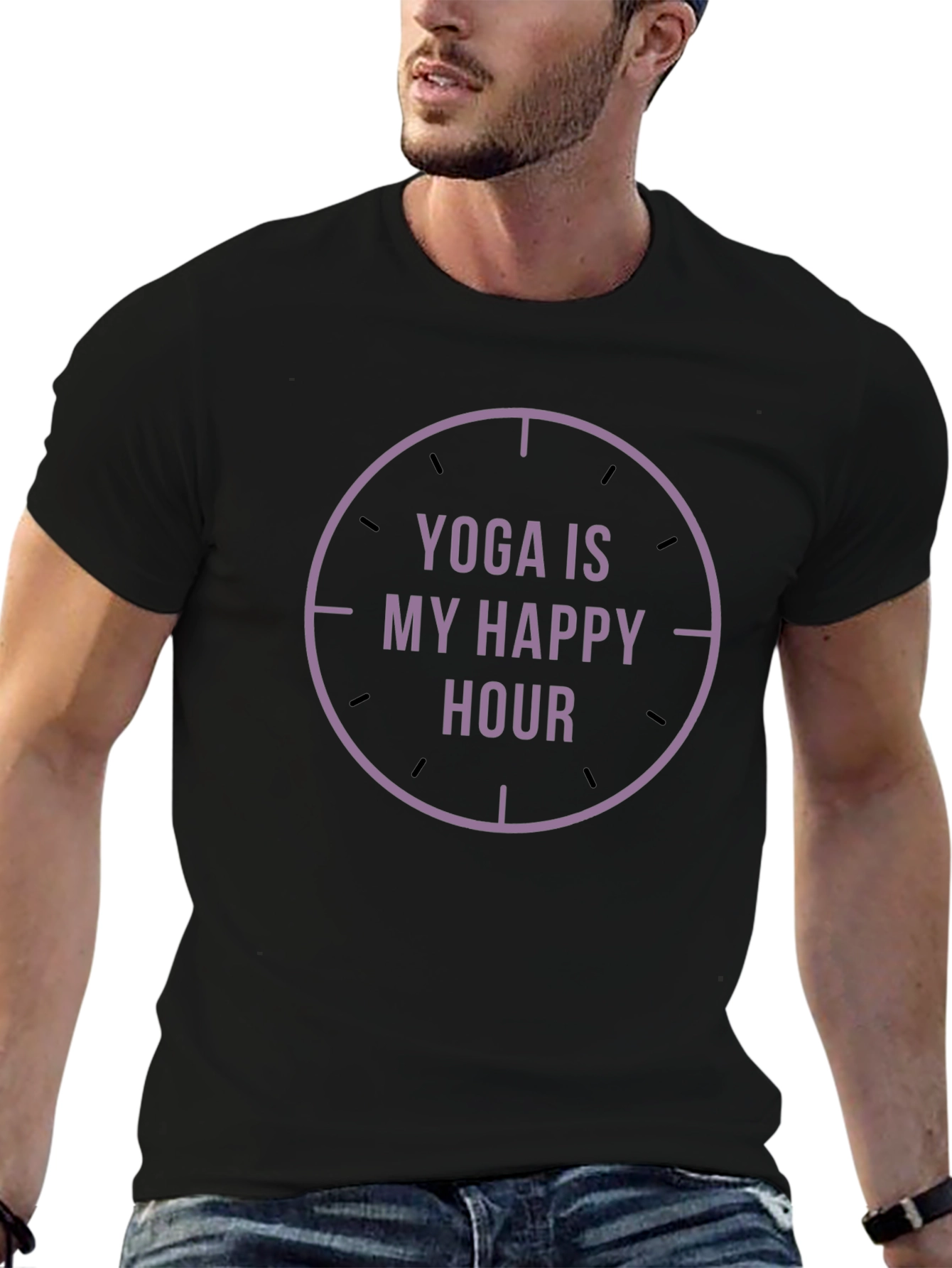 Yoga Is My Happy Hour Black Graphic Tee