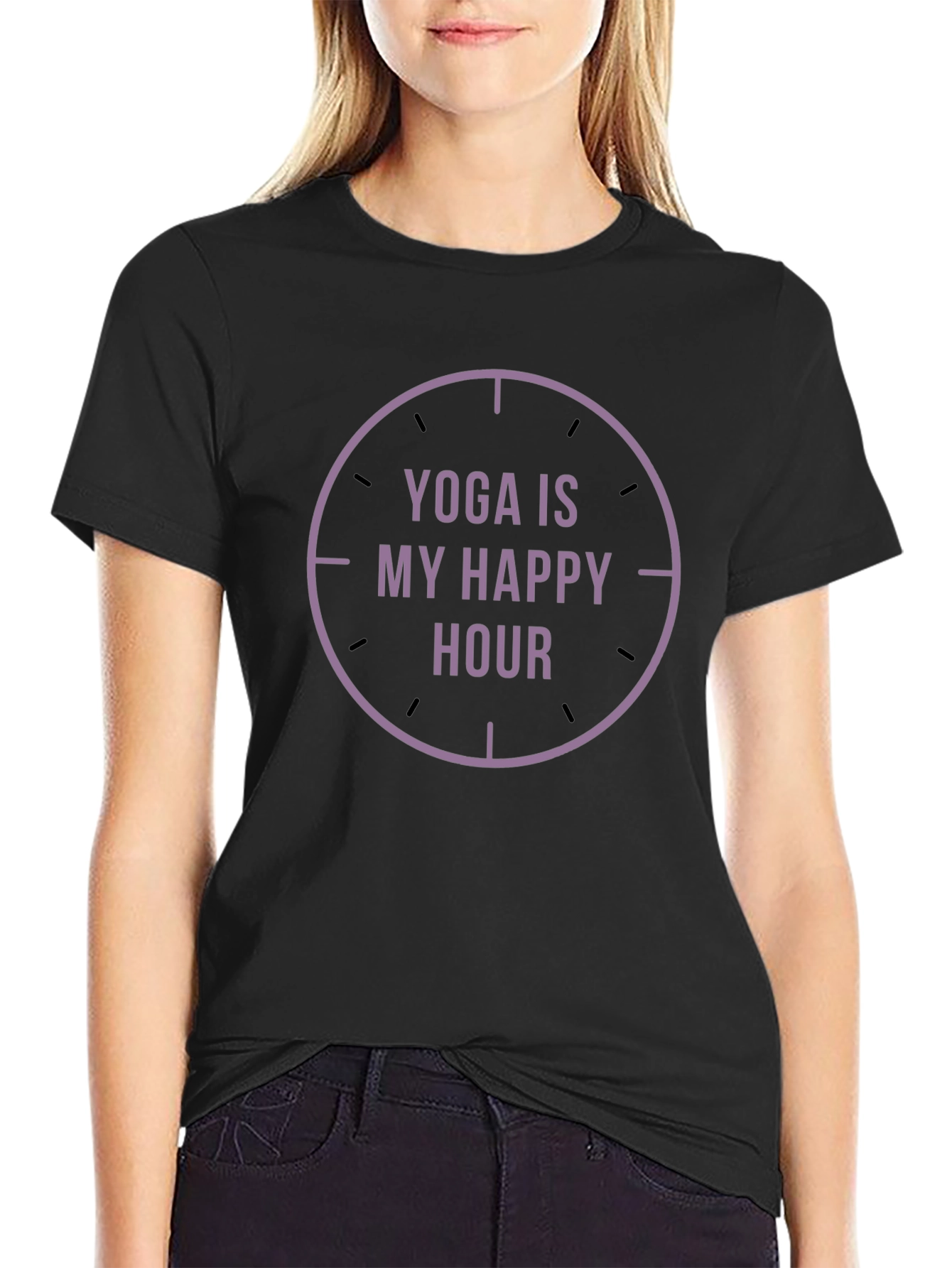 Yoga Is My Happy Hour Black Graphic Tee
