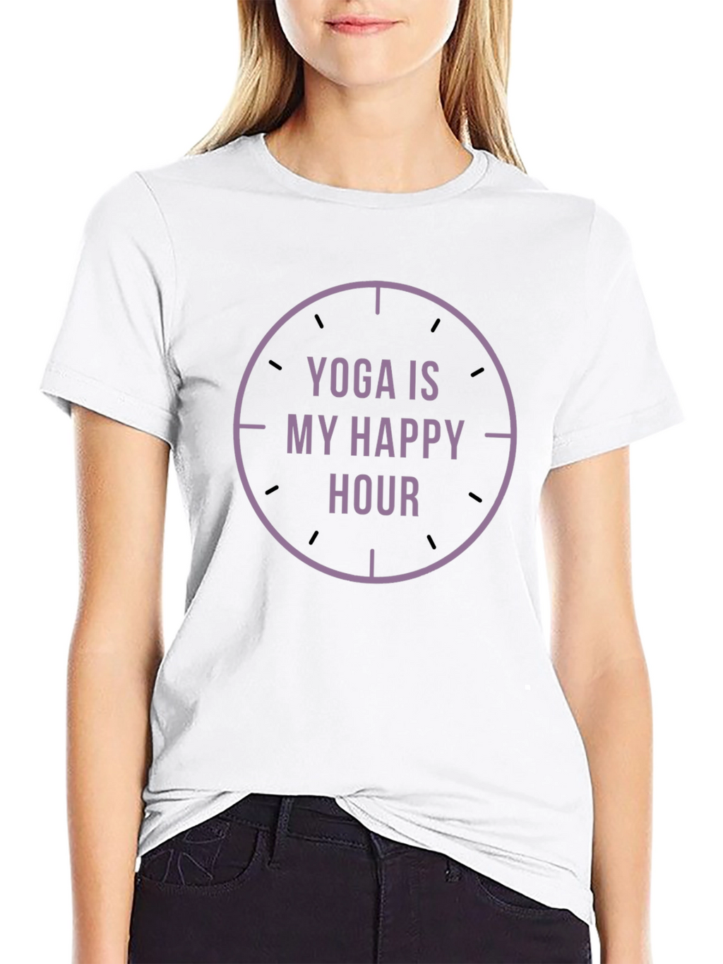 Yoga Is My Happy Hour Black Graphic Tee