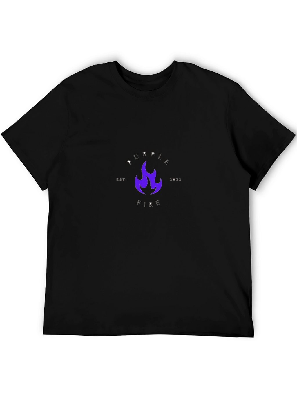 Purple Fire Graphic Black T-Shirt