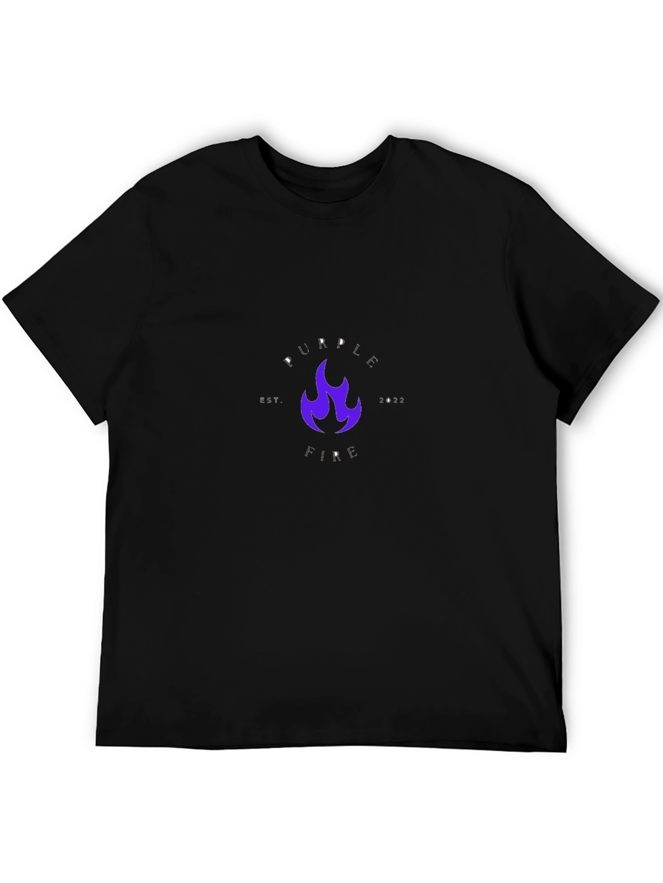 Purple Fire Graphic Black T-Shirt