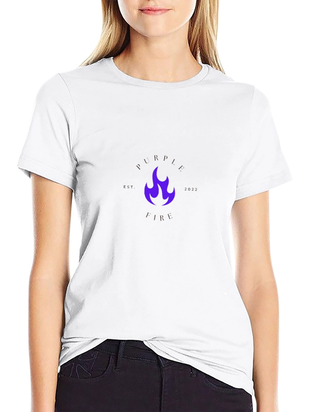 Purple Fire Graphic Black T-Shirt