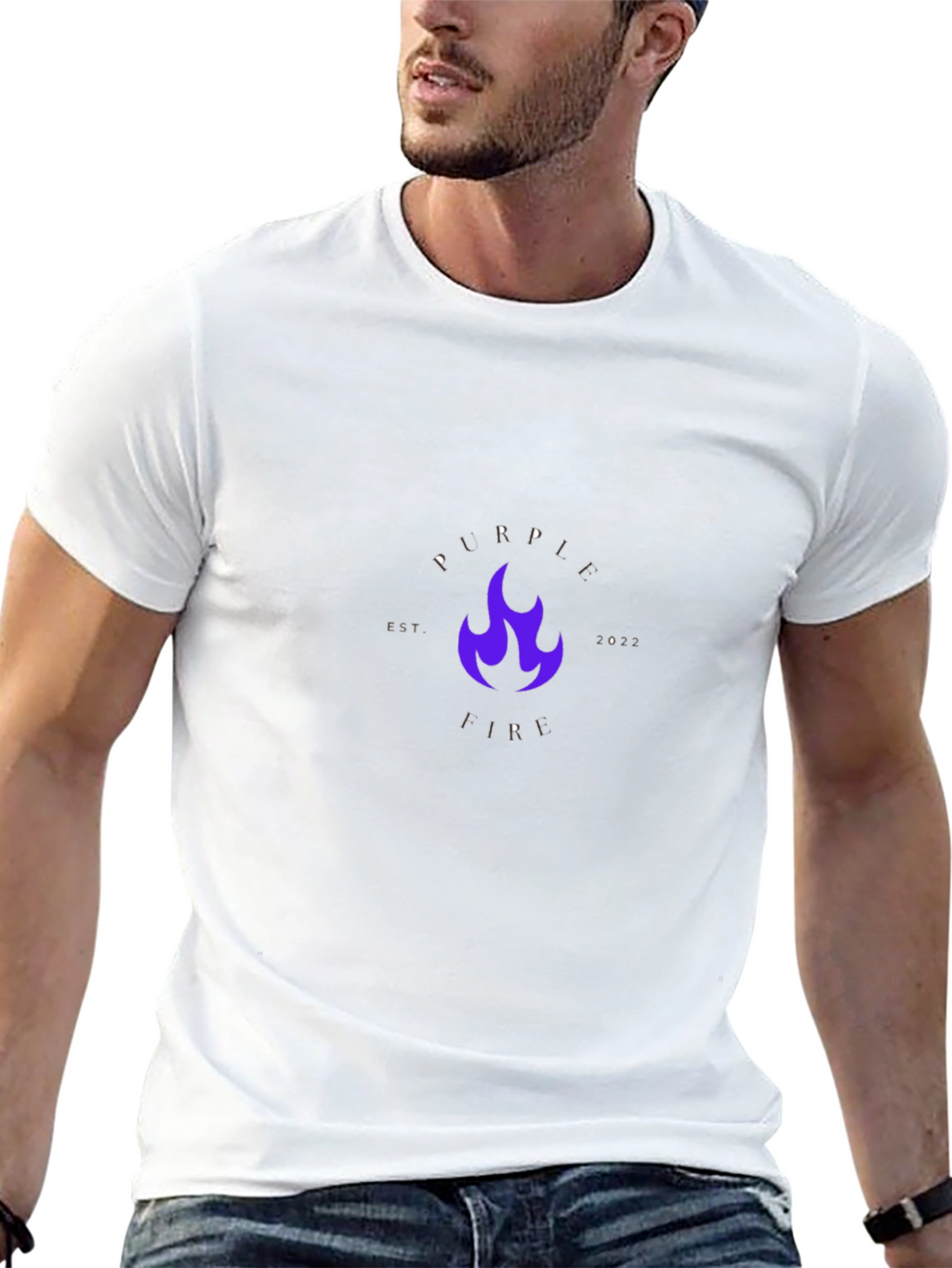 Purple Fire Graphic Black T-Shirt