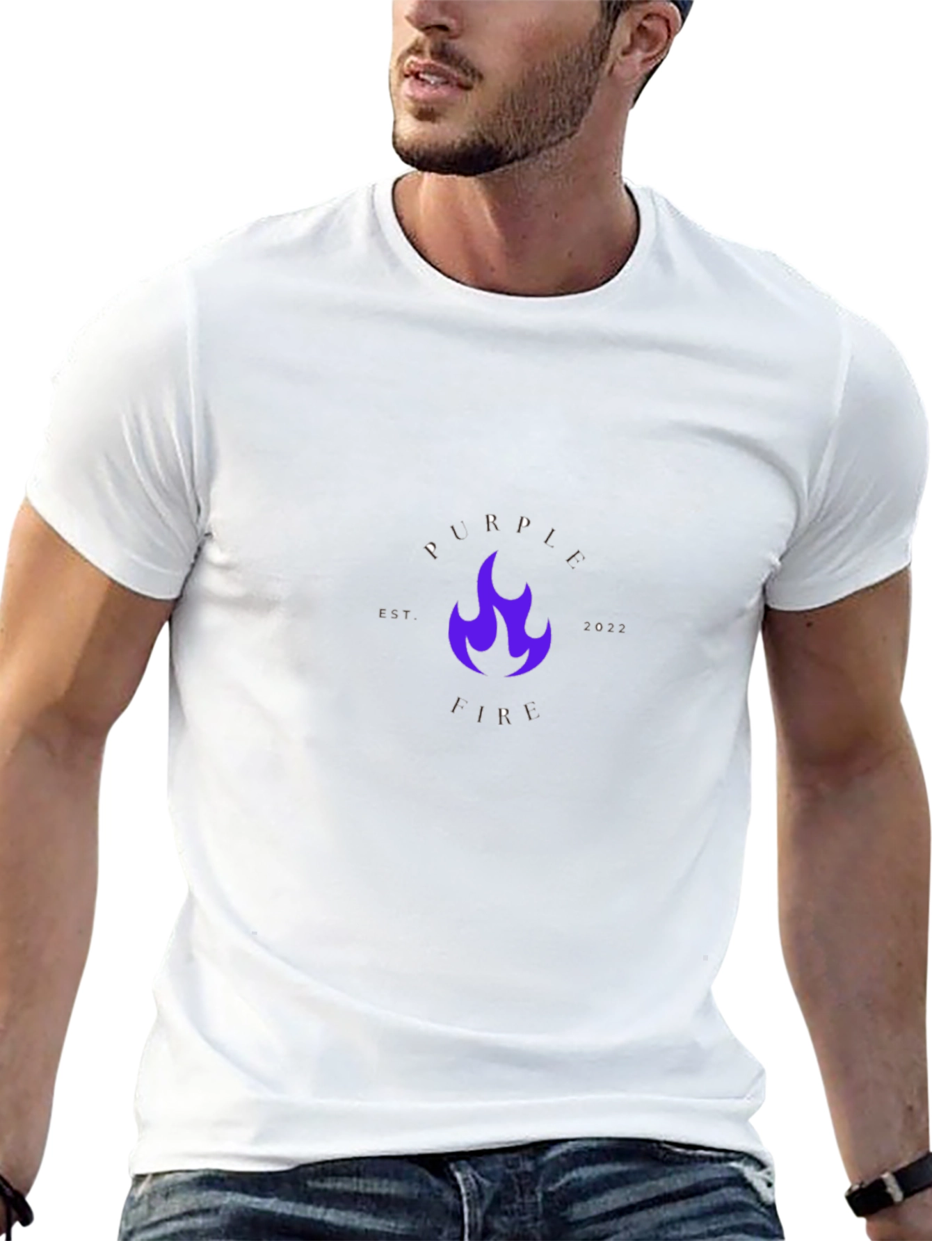 Purple Fire Graphic Black T-Shirt