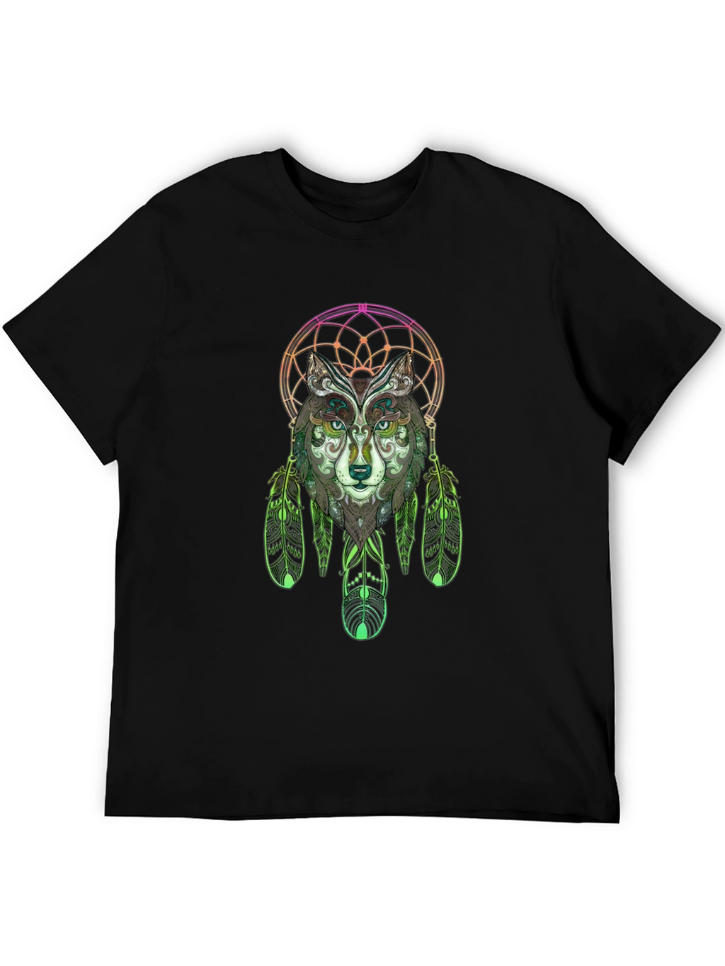 Wolf Dreamcatcher Graphic Tee - Black