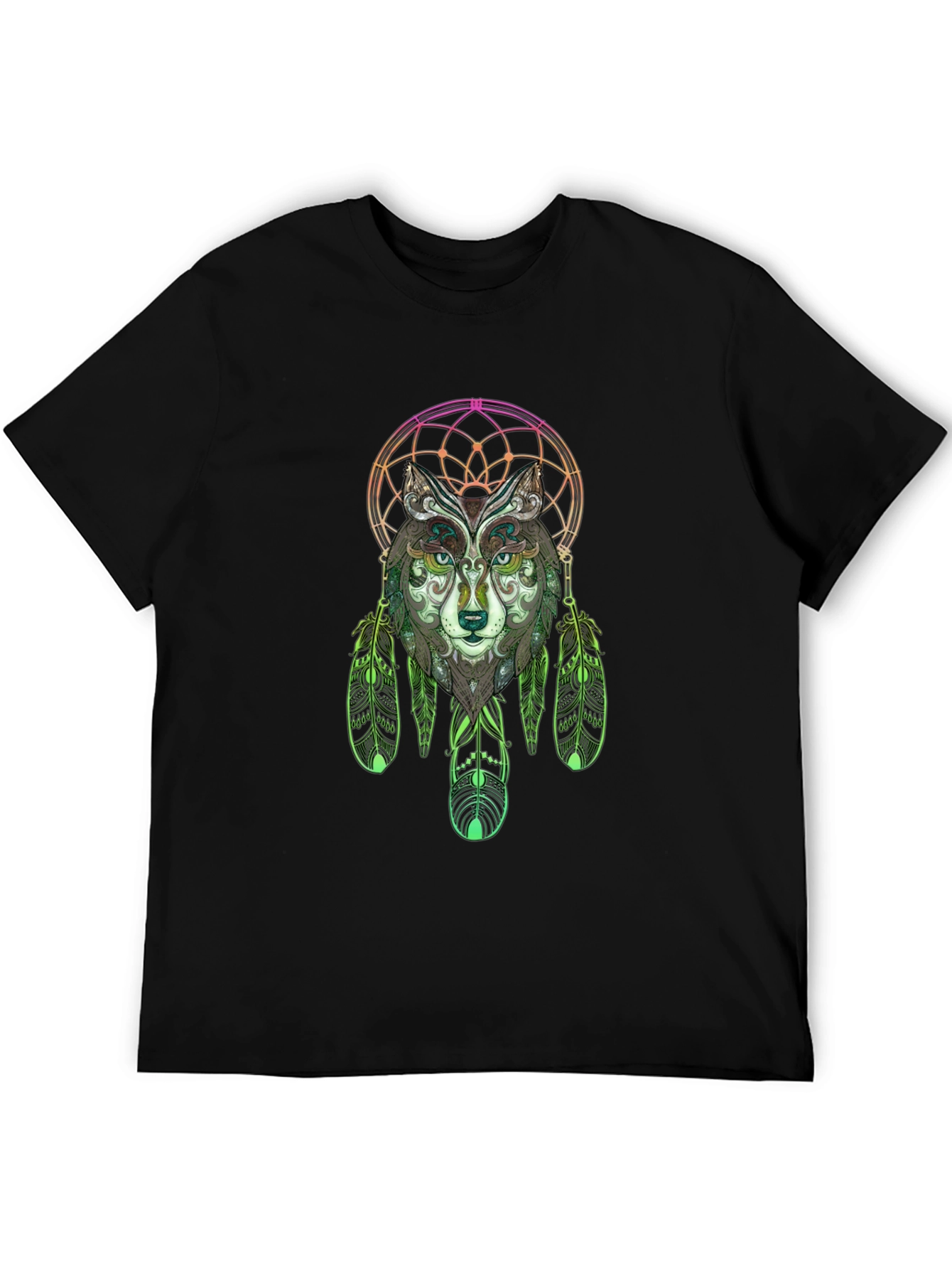 Wolf Dreamcatcher Graphic Tee - Black