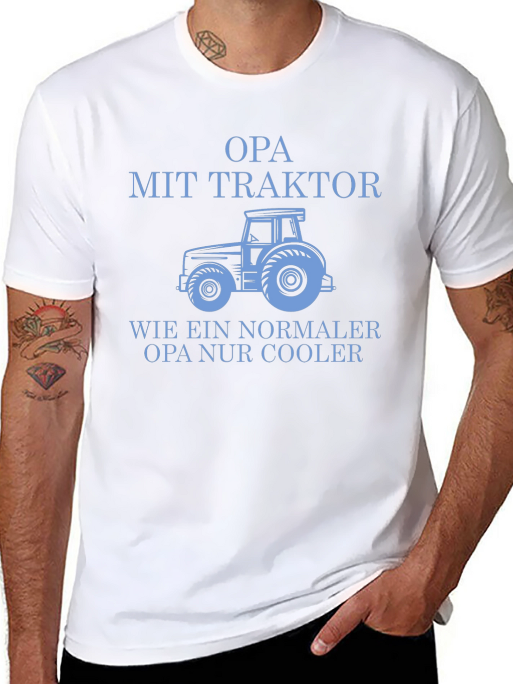Opa Mit Traktor T-Shirt - Cool Grandfather Tee