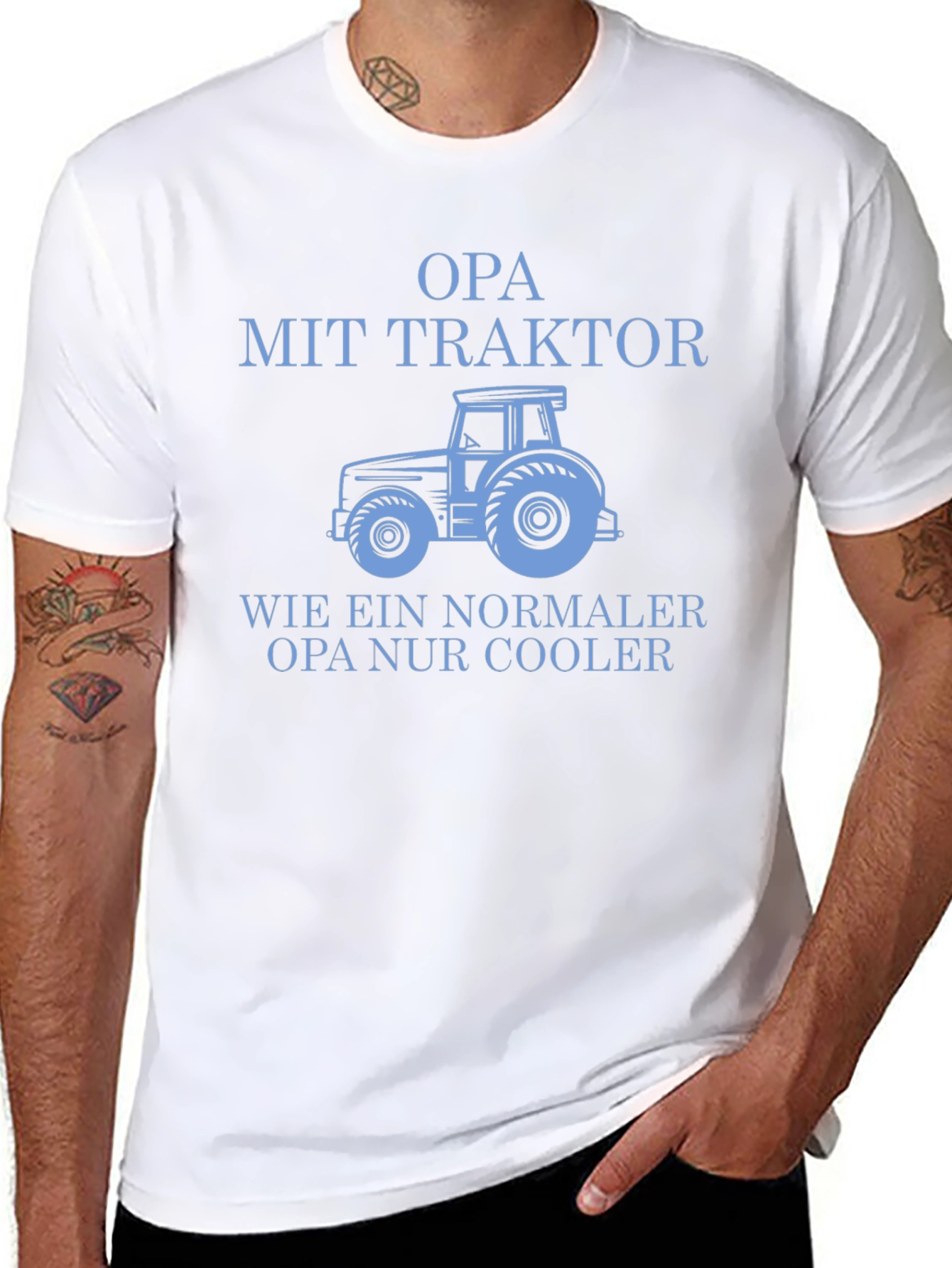 Opa Mit Traktor T-Shirt - Cool Grandfather Tee