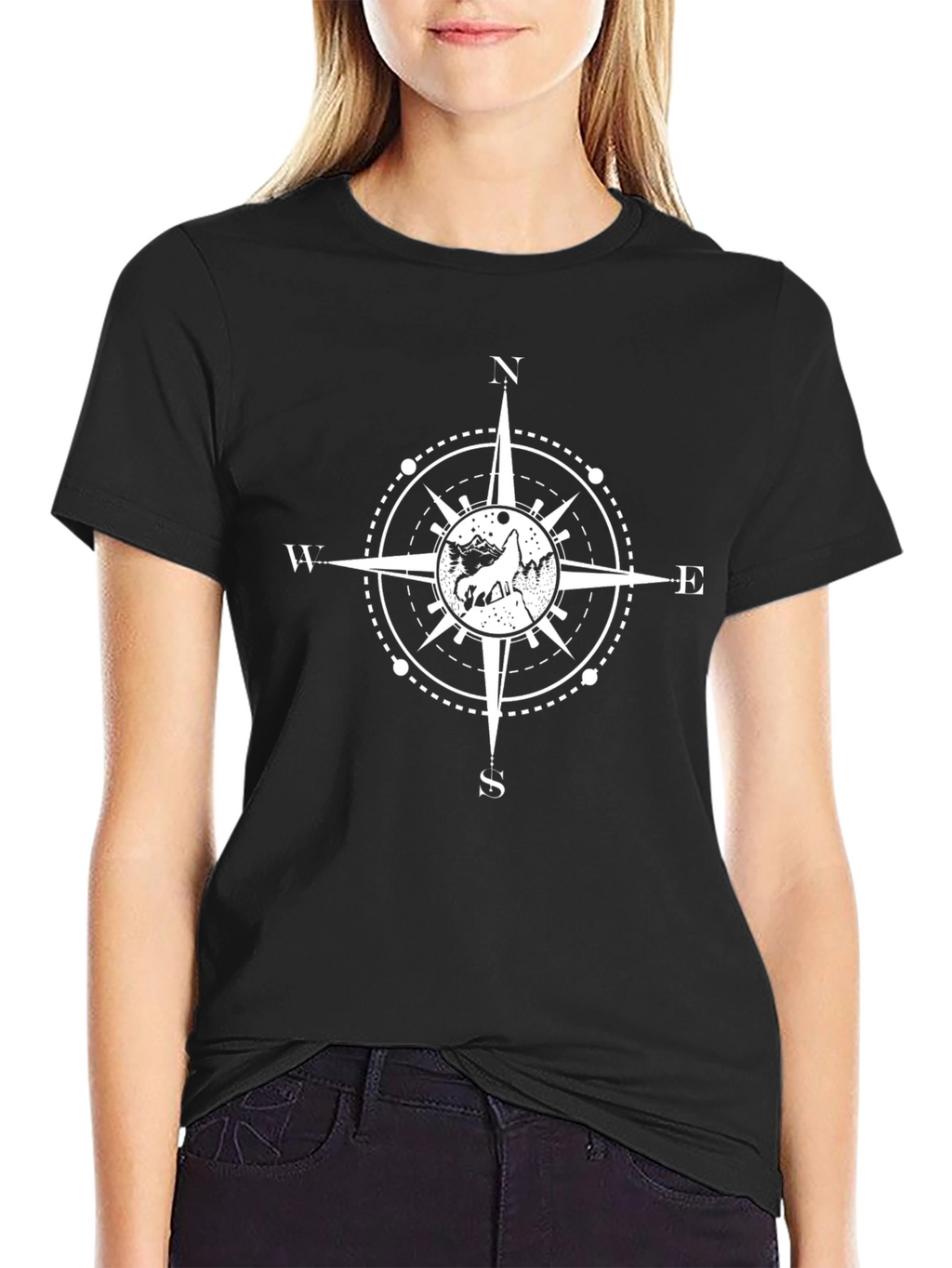 Compass Graphic Tee - Black Cotton T-Shirt