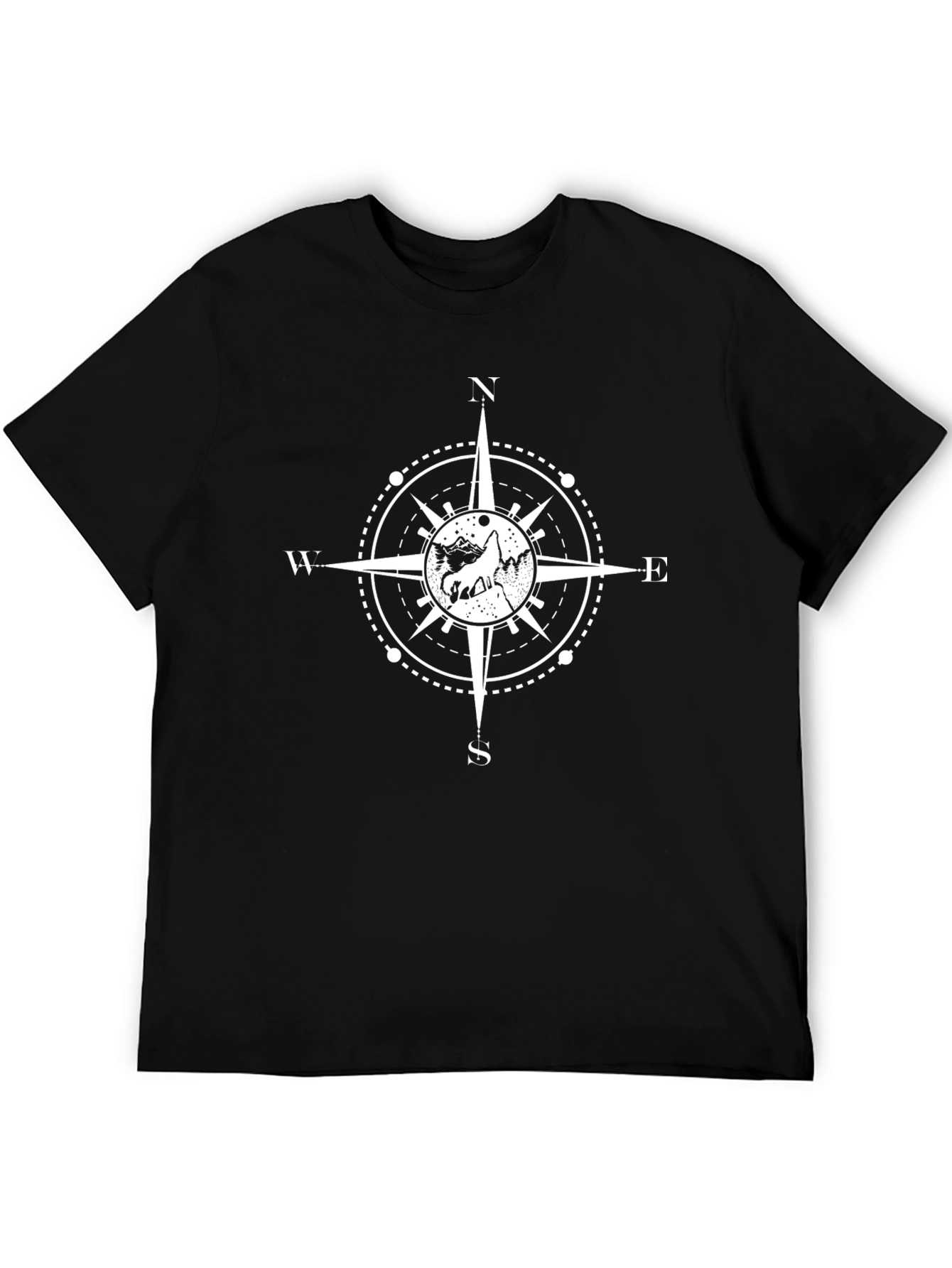Compass Graphic Tee - Black Cotton T-Shirt