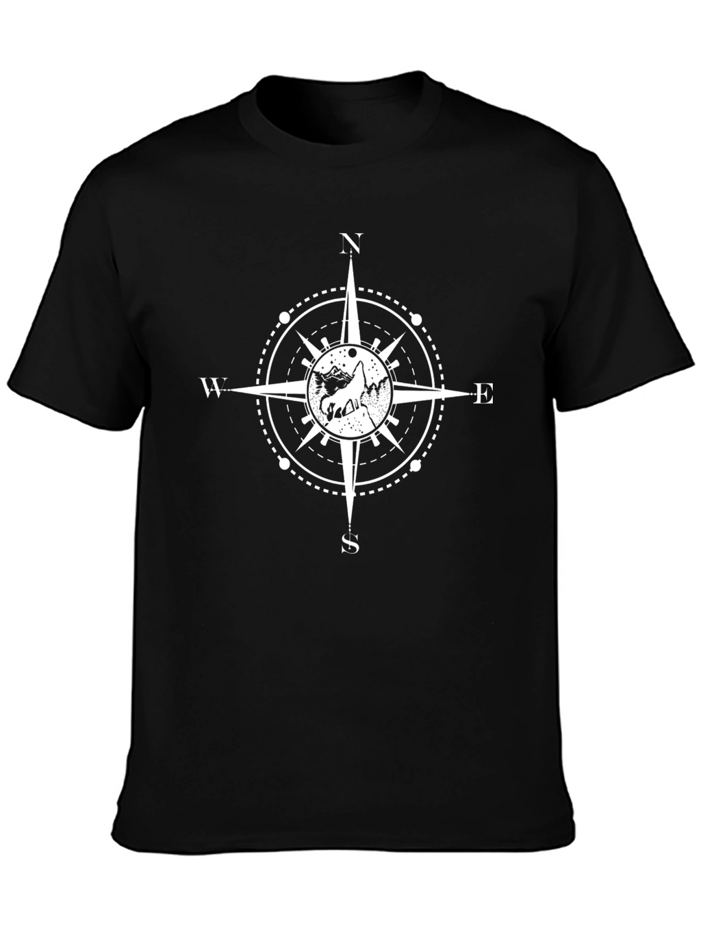 Compass Graphic Tee - Black Cotton T-Shirt
