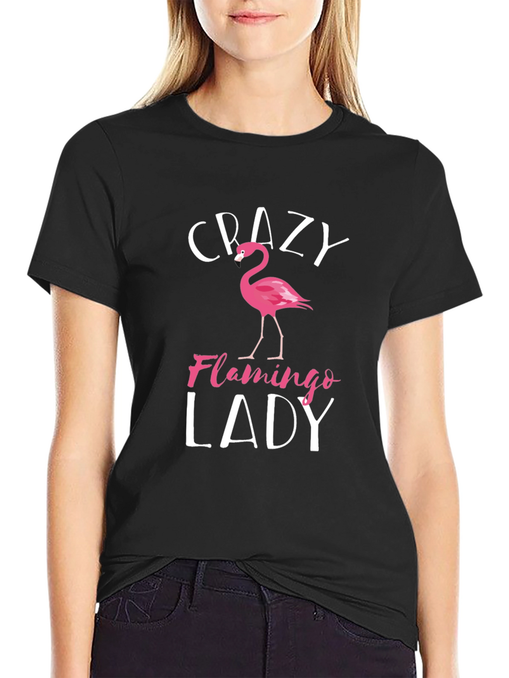 Crazy Flamingo Lady Graphic T-Shirt