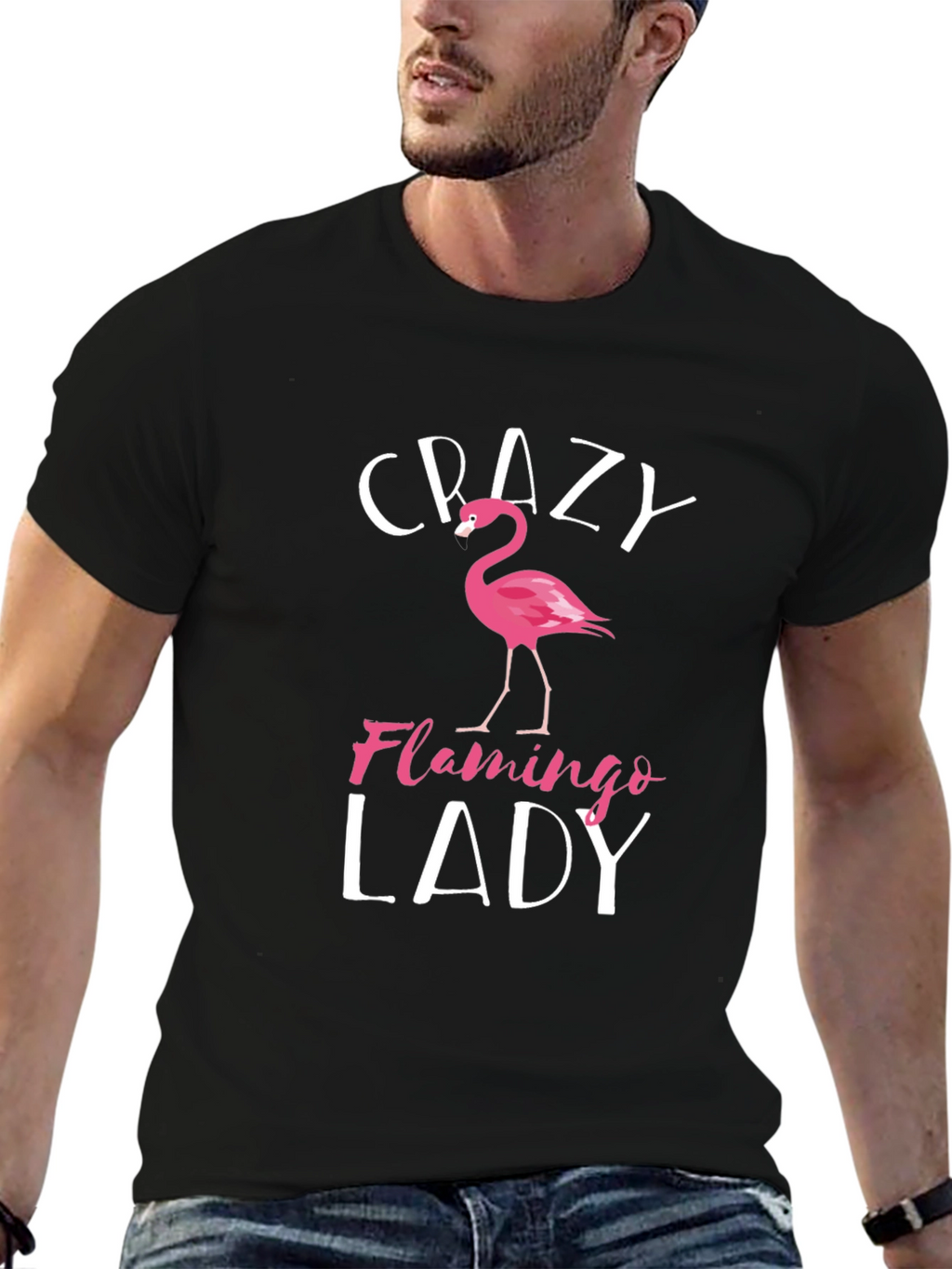 Crazy Flamingo Lady Graphic T-Shirt