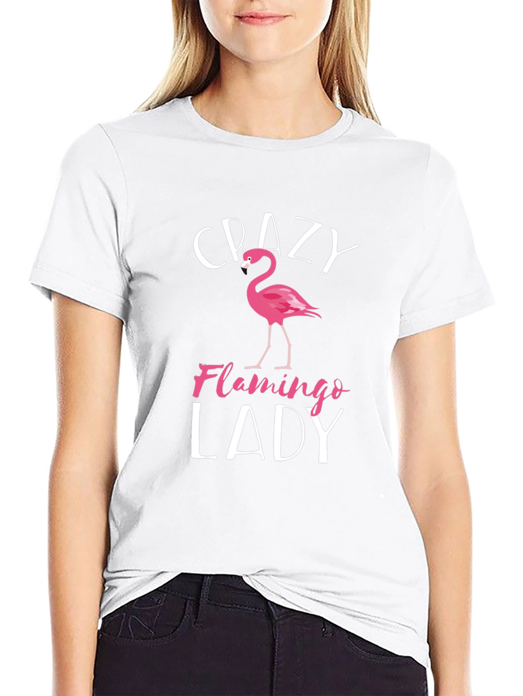 Crazy Flamingo Lady Graphic T-Shirt