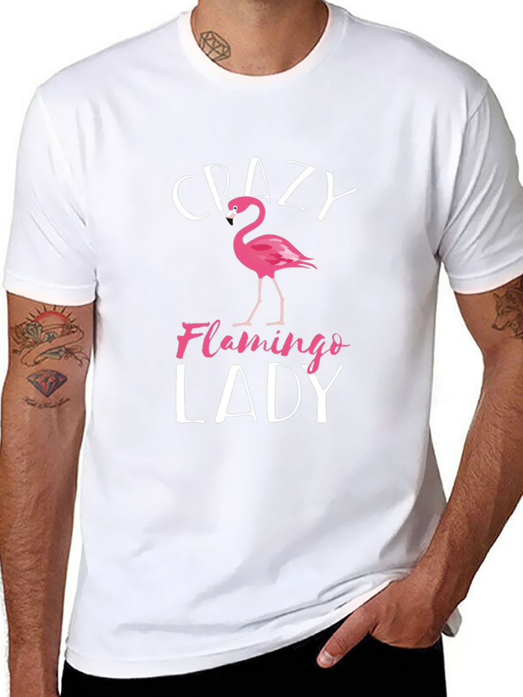 Crazy Flamingo Lady Graphic T-Shirt