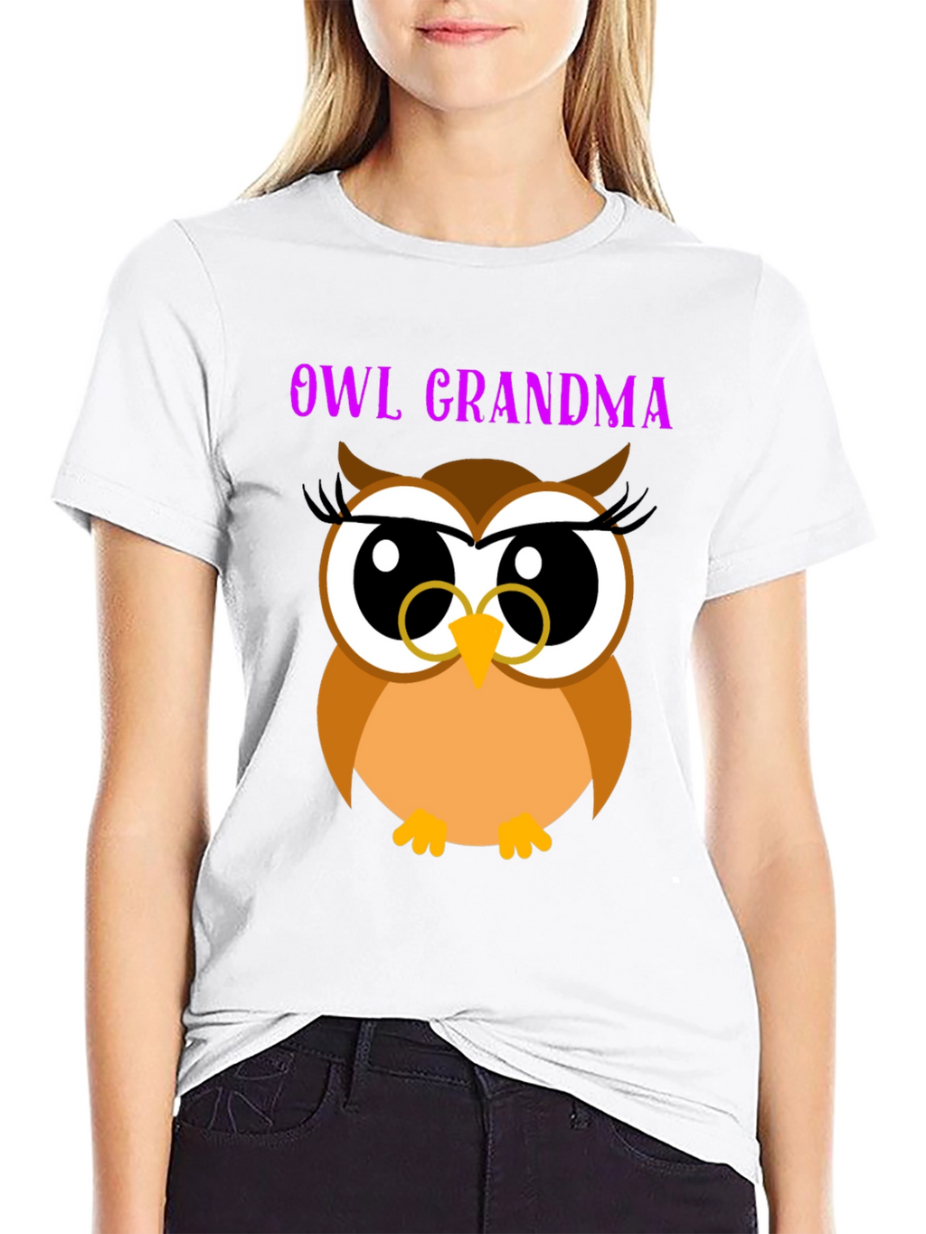Owl Grandma Black T-Shirt