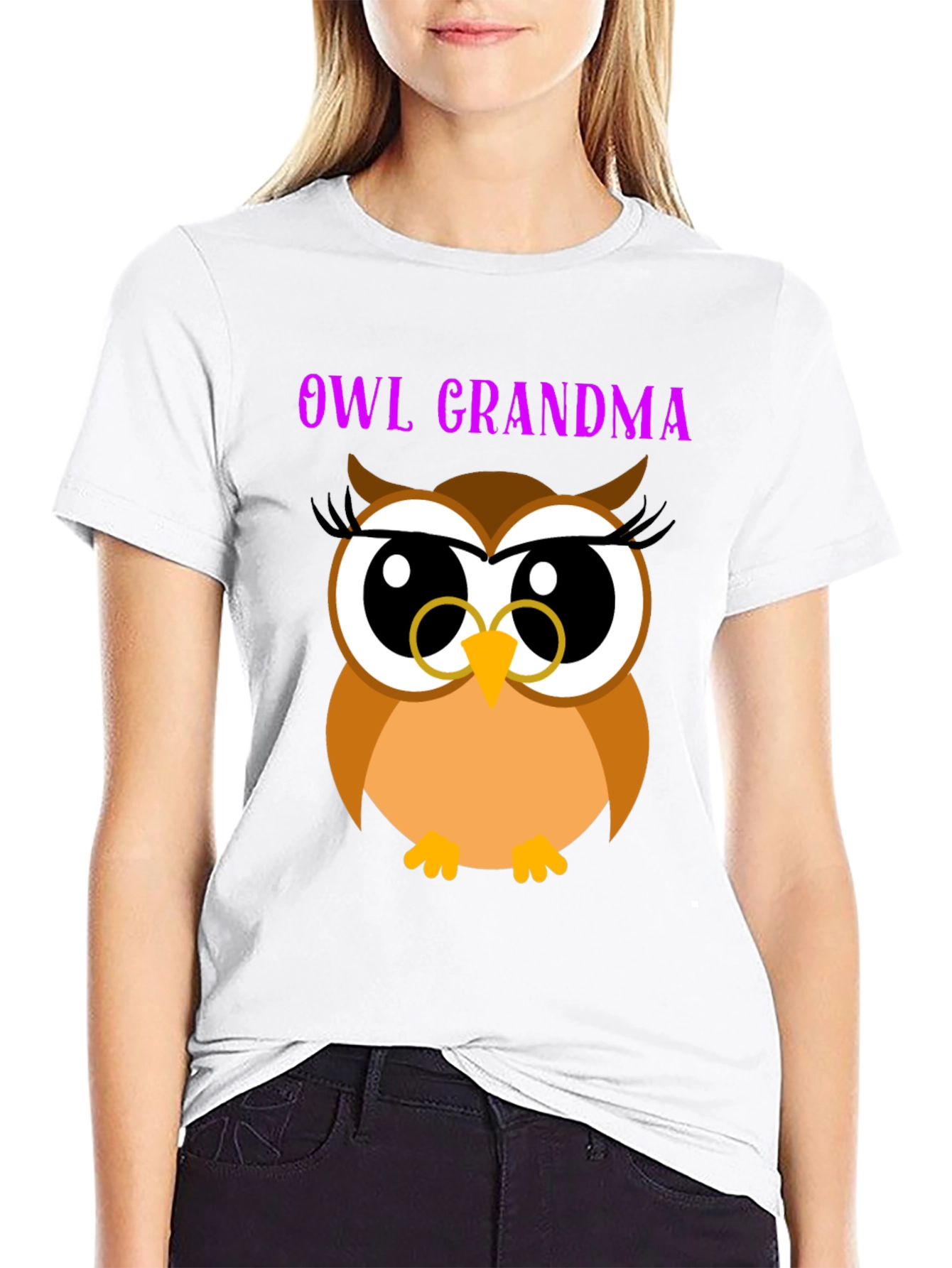 Owl Grandma Black T-Shirt