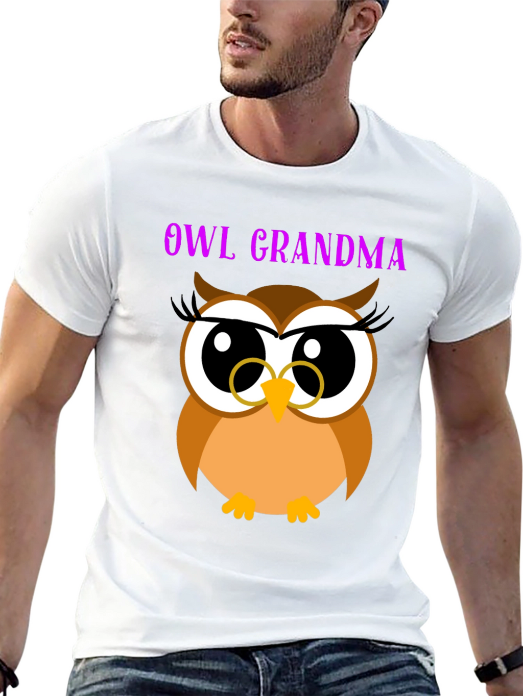Owl Grandma Black T-Shirt