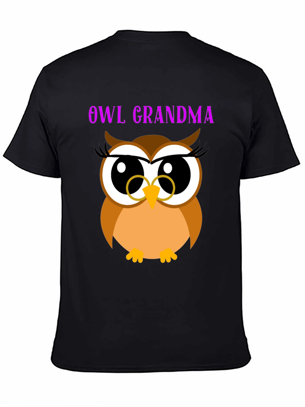 Owl Grandma Black T-Shirt