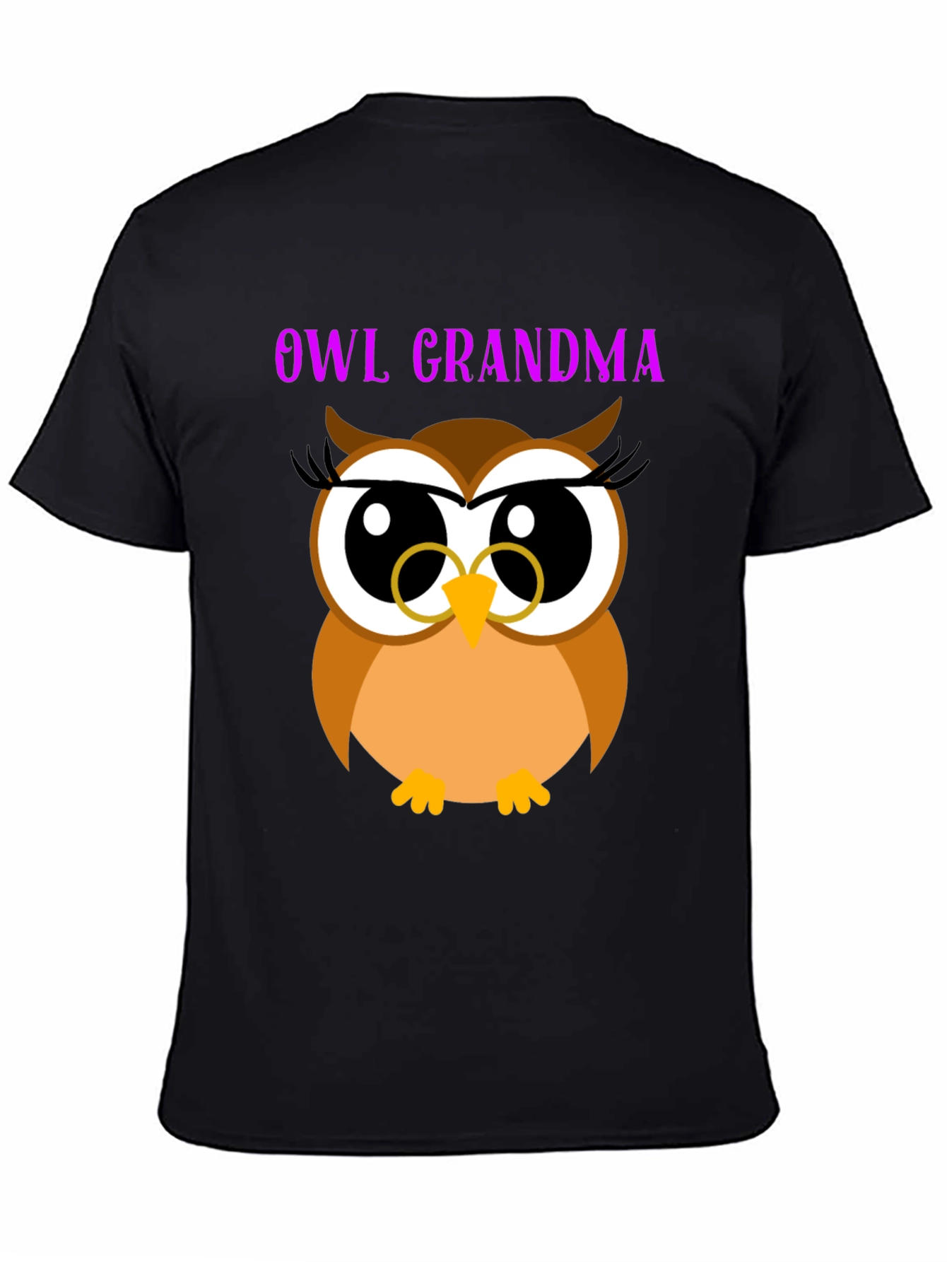 Owl Grandma Black T-Shirt