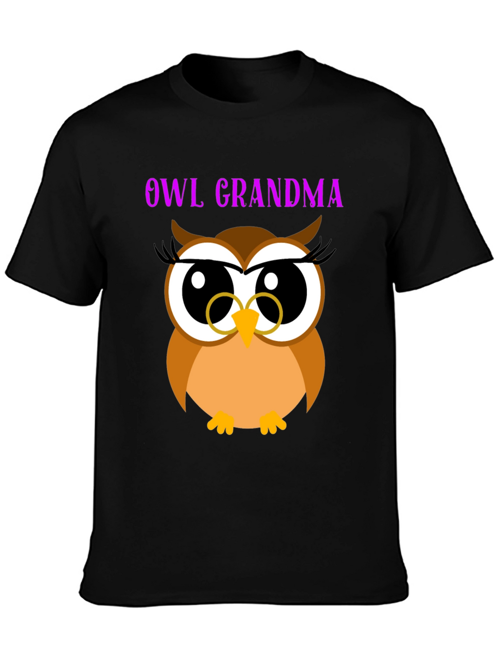 Owl Grandma Black T-Shirt