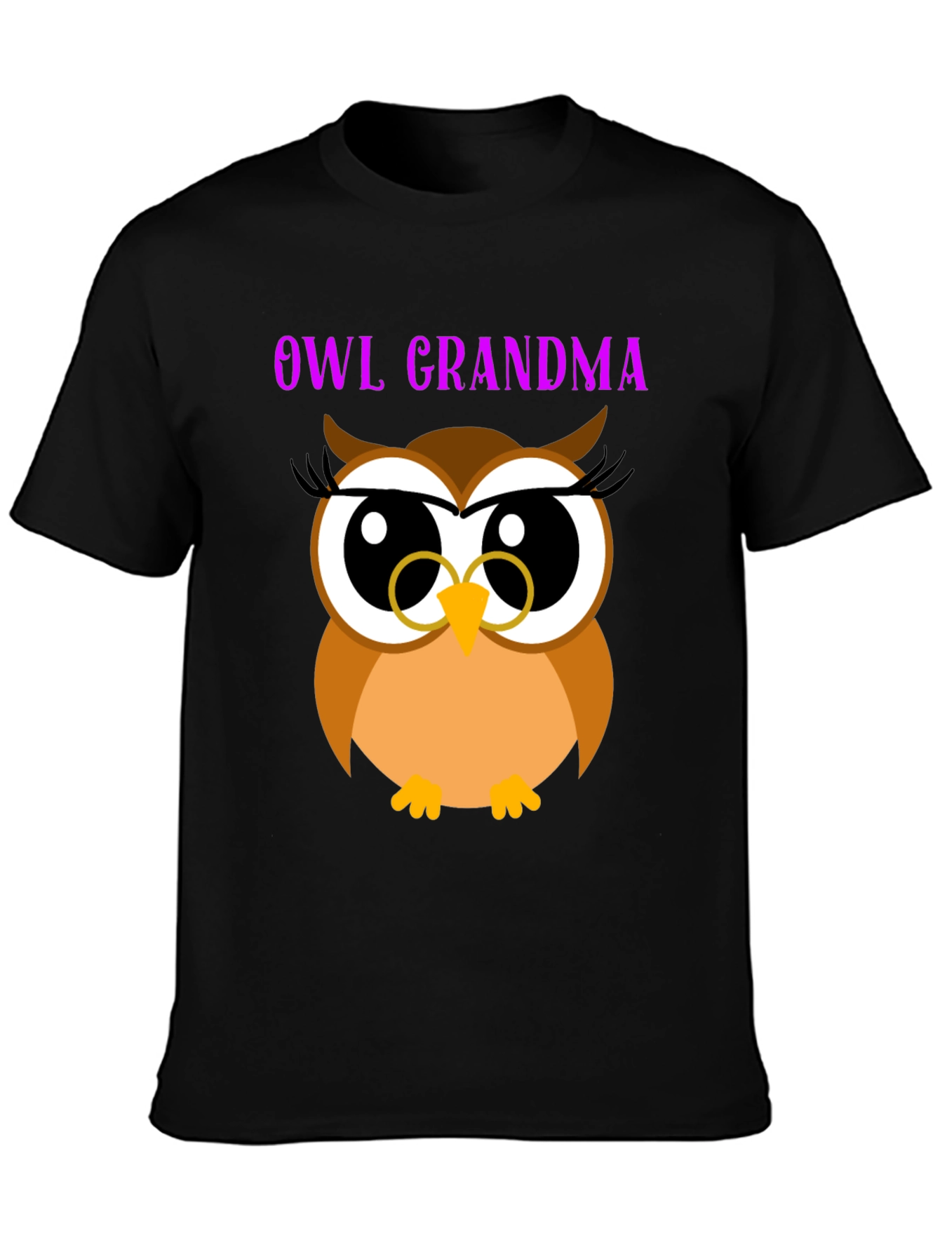 Owl Grandma Black T-Shirt