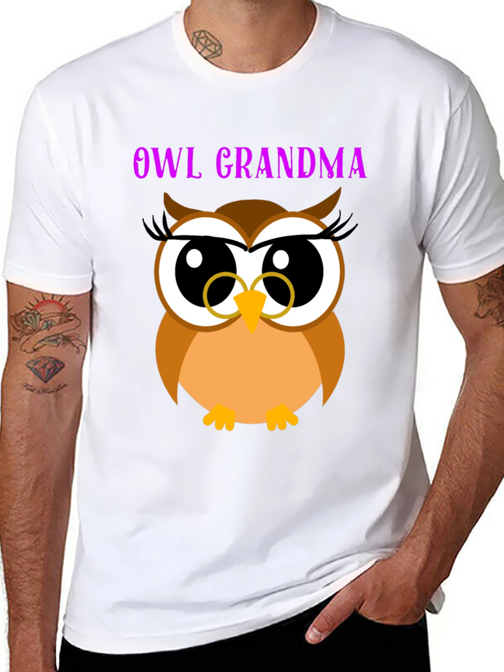 Owl Grandma Black T-Shirt