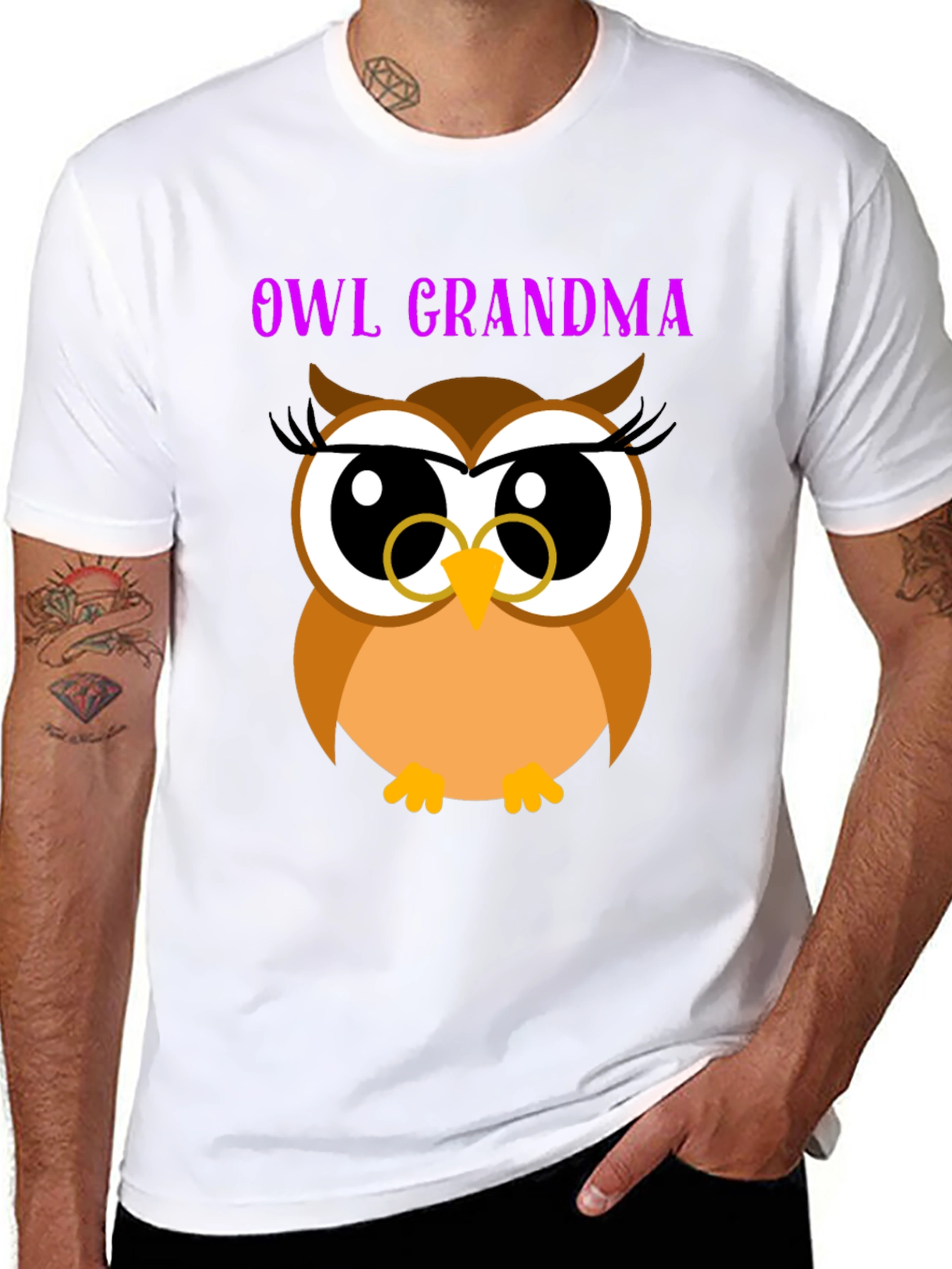 Owl Grandma Black T-Shirt
