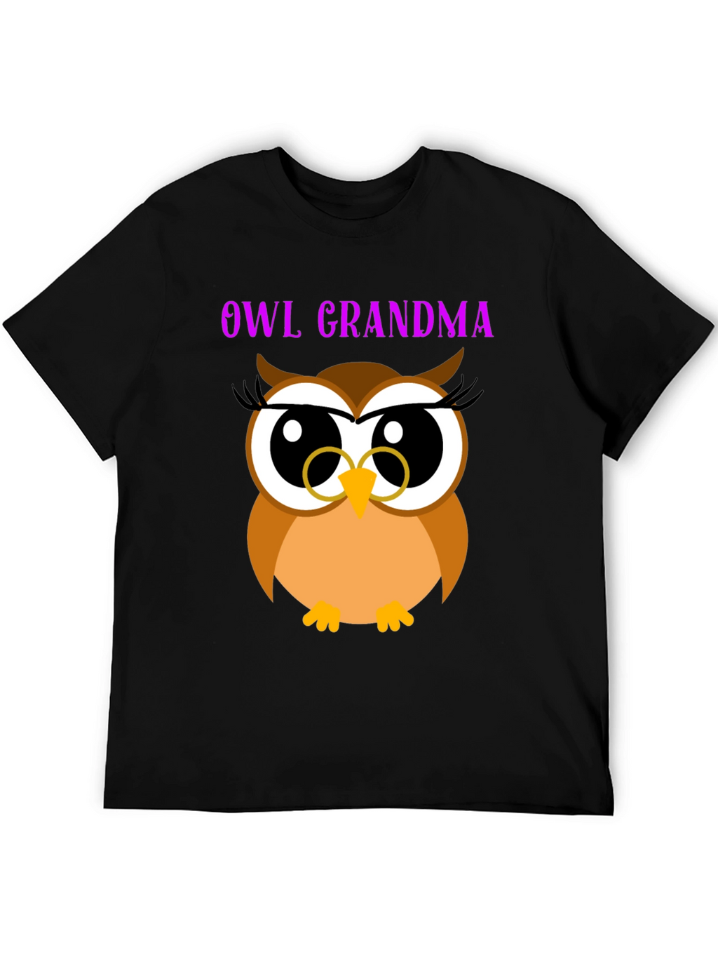 Owl Grandma Black T-Shirt