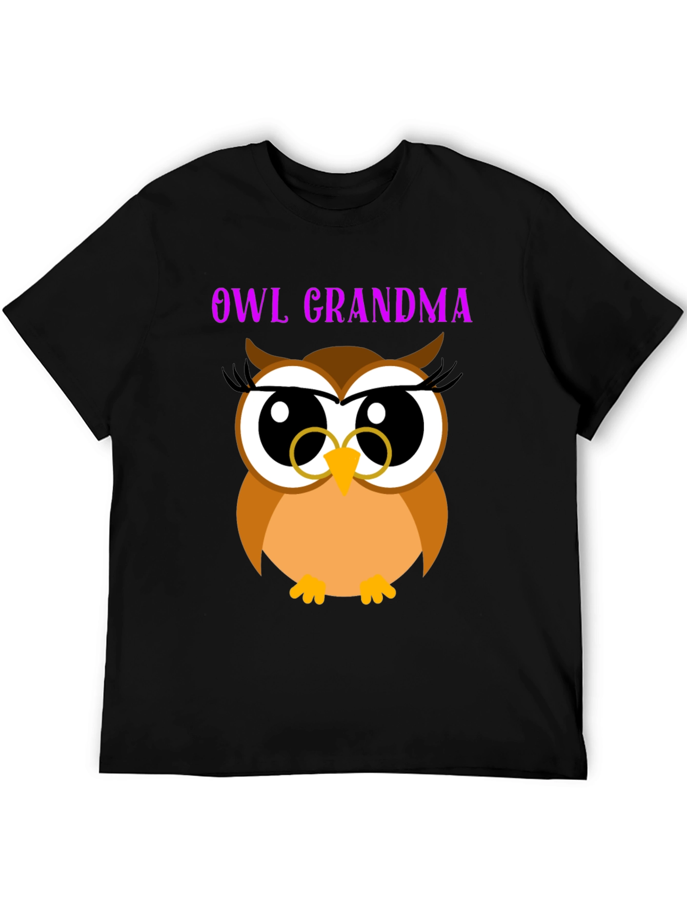 Owl Grandma Black T-Shirt