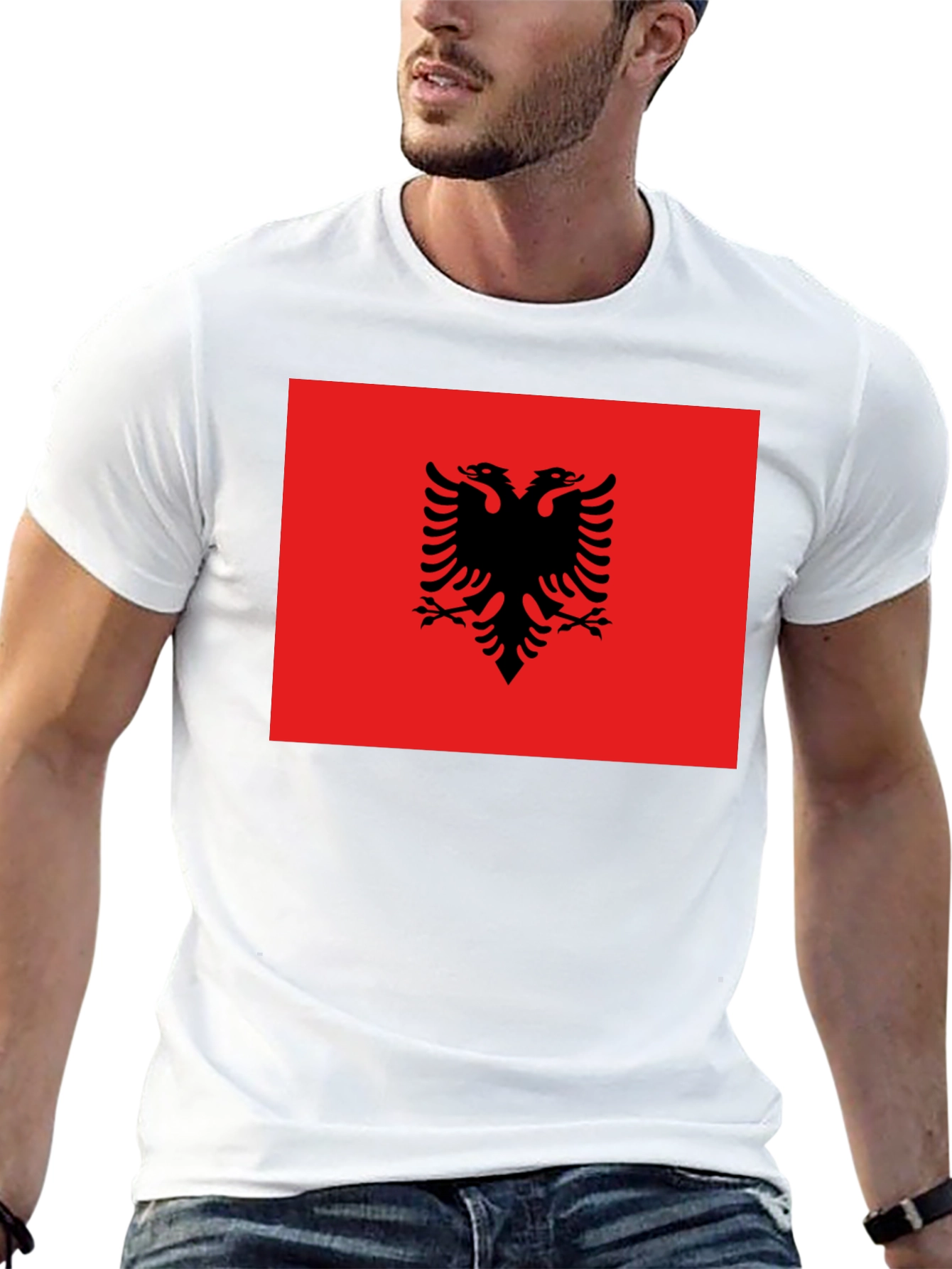 Albania Flag T-Shirt - Double Headed Eagle Design