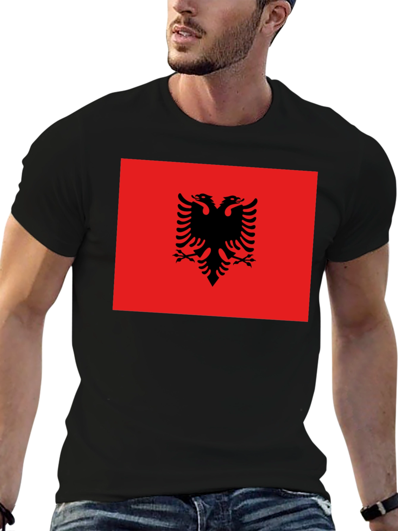 Albania Flag T-Shirt - Double Headed Eagle Design