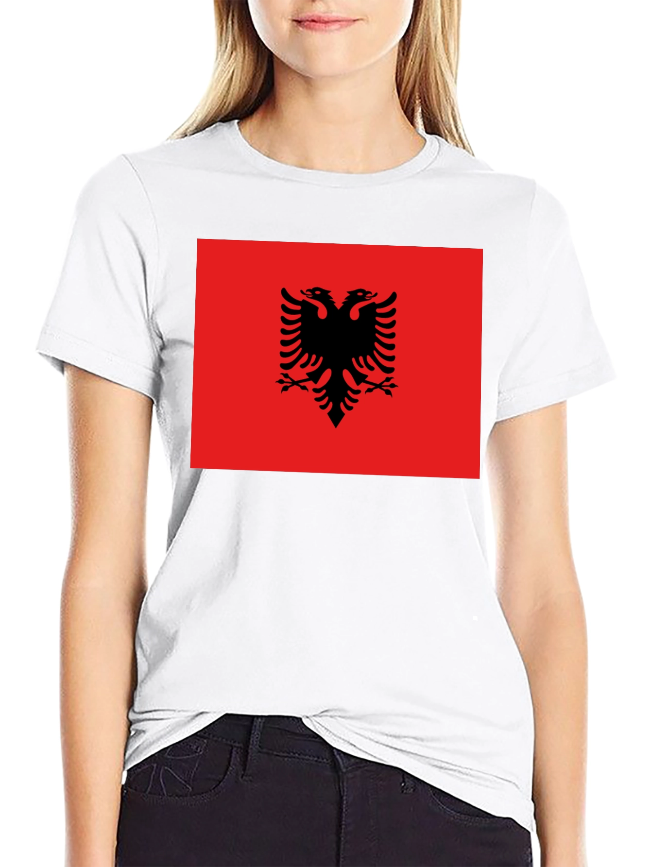 Albania Flag T-Shirt - Double Headed Eagle Design