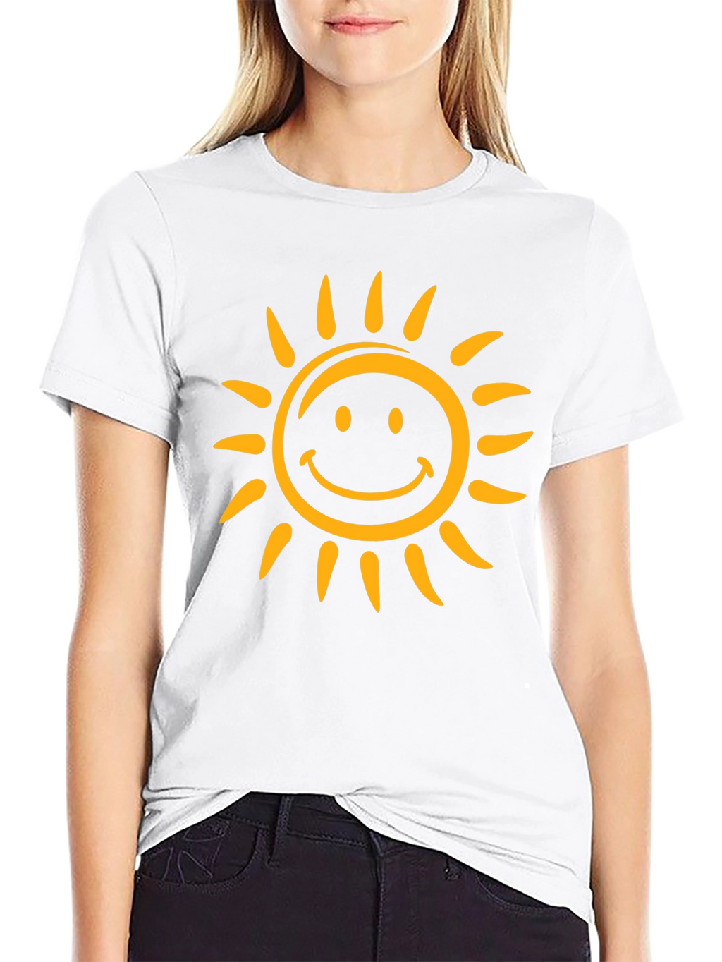 Smiling Sun Graphic Tee - Black Cotton Comfort