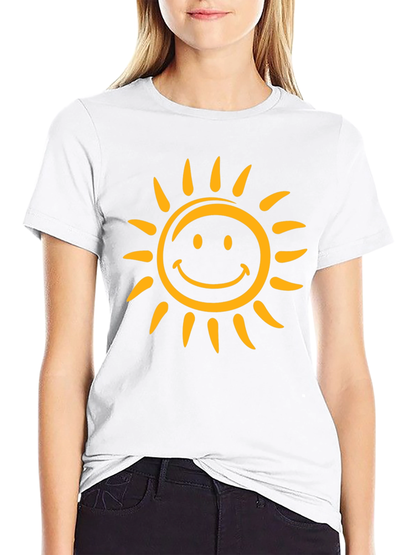 Smiling Sun Graphic Tee - Black Cotton Comfort