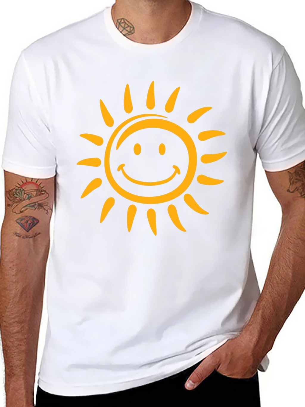 Smiling Sun Graphic Tee - Black Cotton Comfort