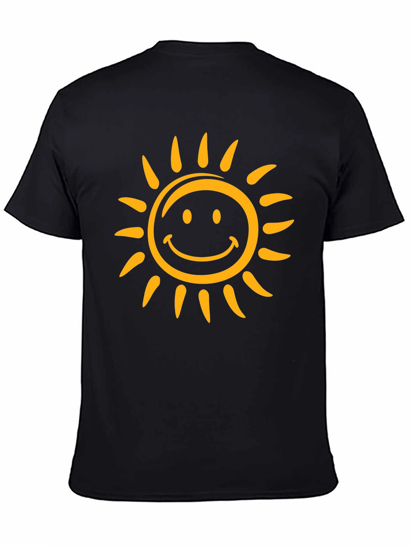 Smiling Sun Graphic Tee - Black Cotton Comfort