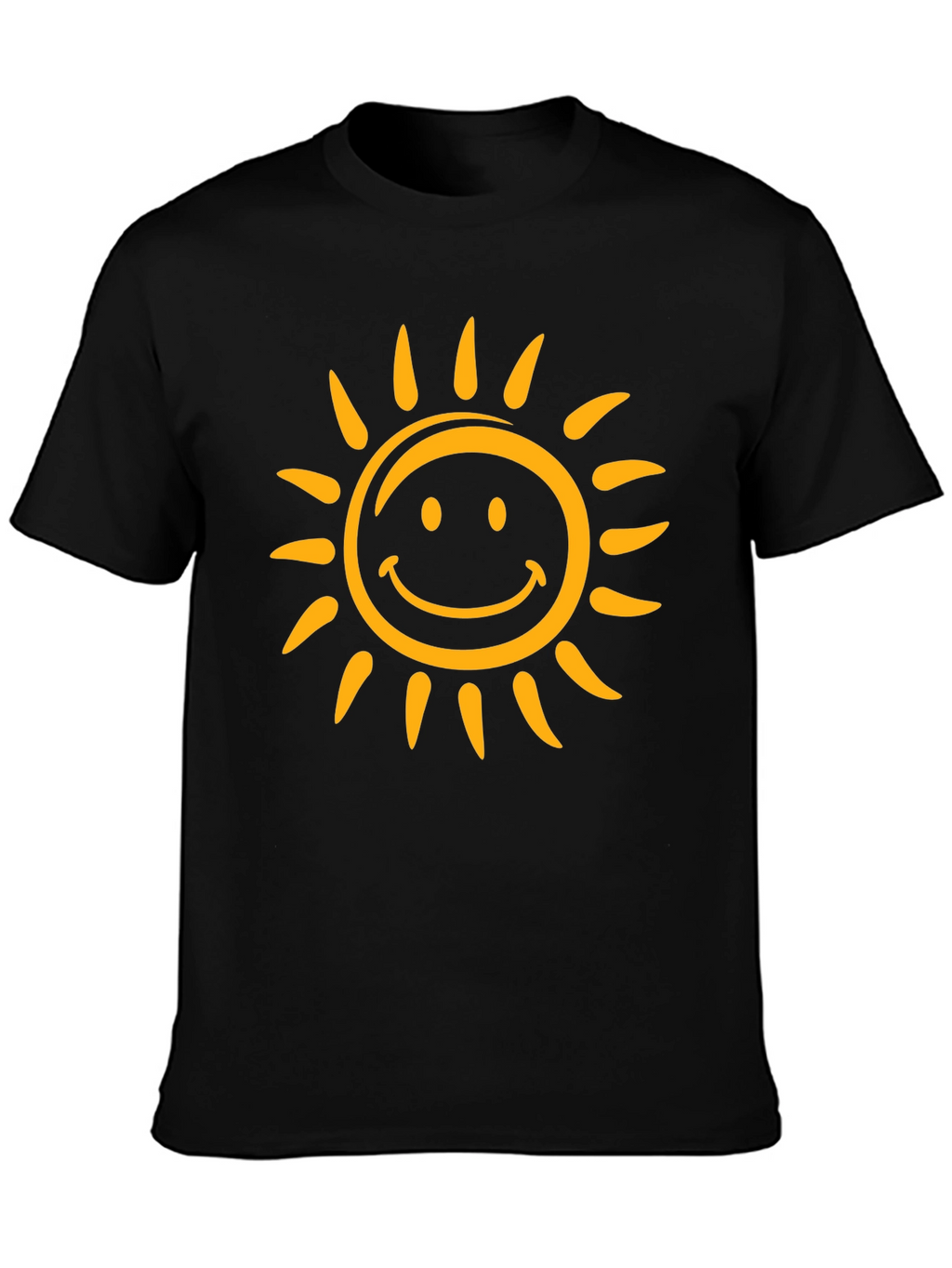 Smiling Sun Graphic Tee - Black Cotton Comfort