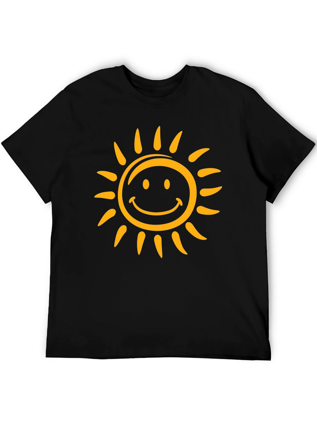 Smiling Sun Graphic Tee - Black Cotton Comfort