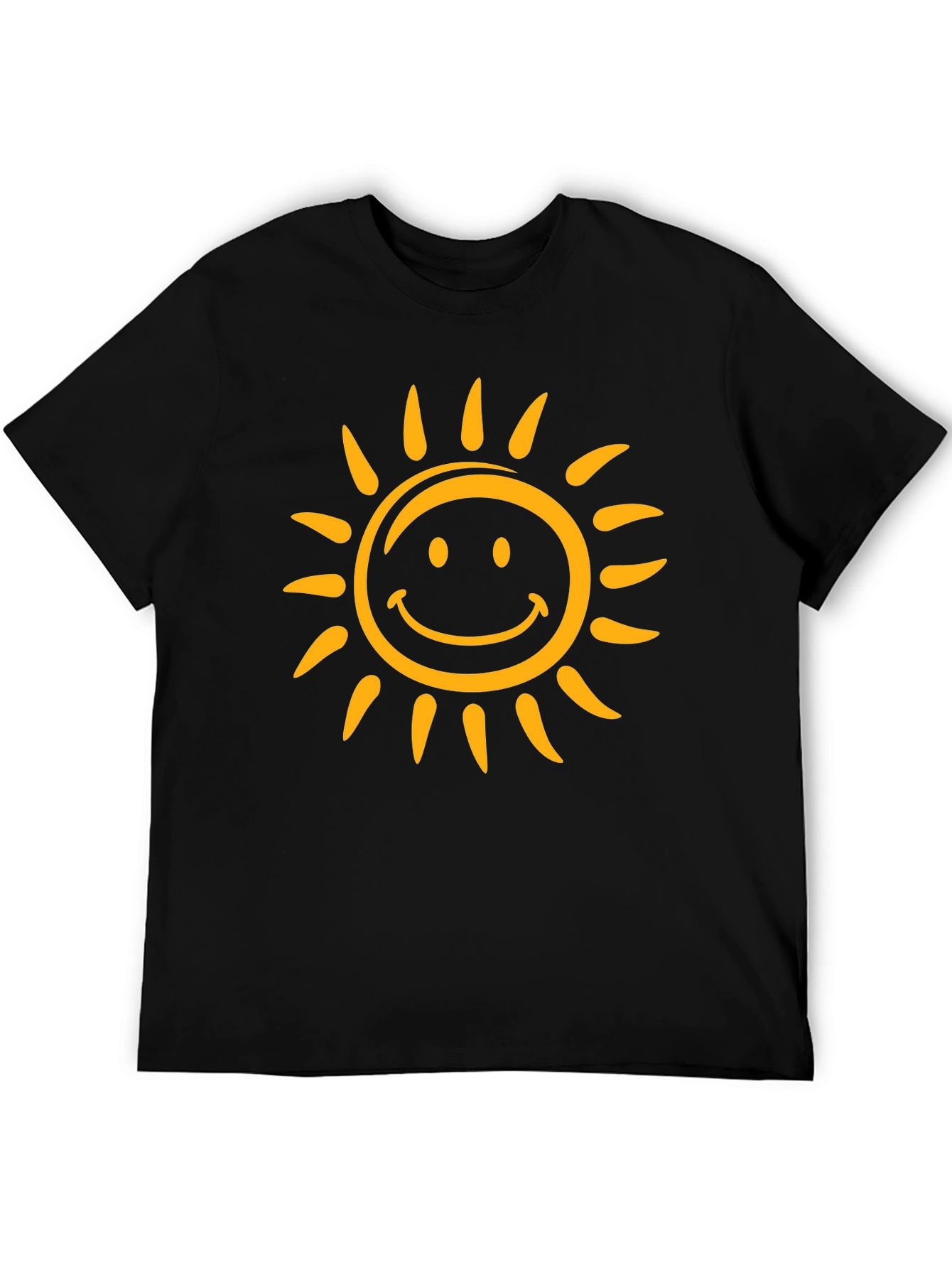Smiling Sun Graphic Tee - Black Cotton Comfort
