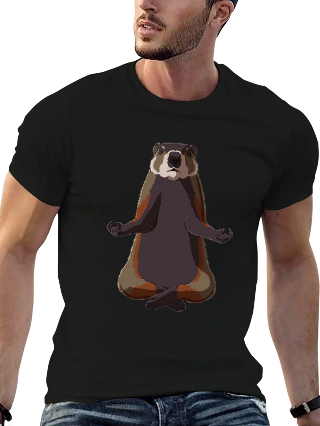 Meditating Marmot Graphic Tee - Zen Animal T-Shirt