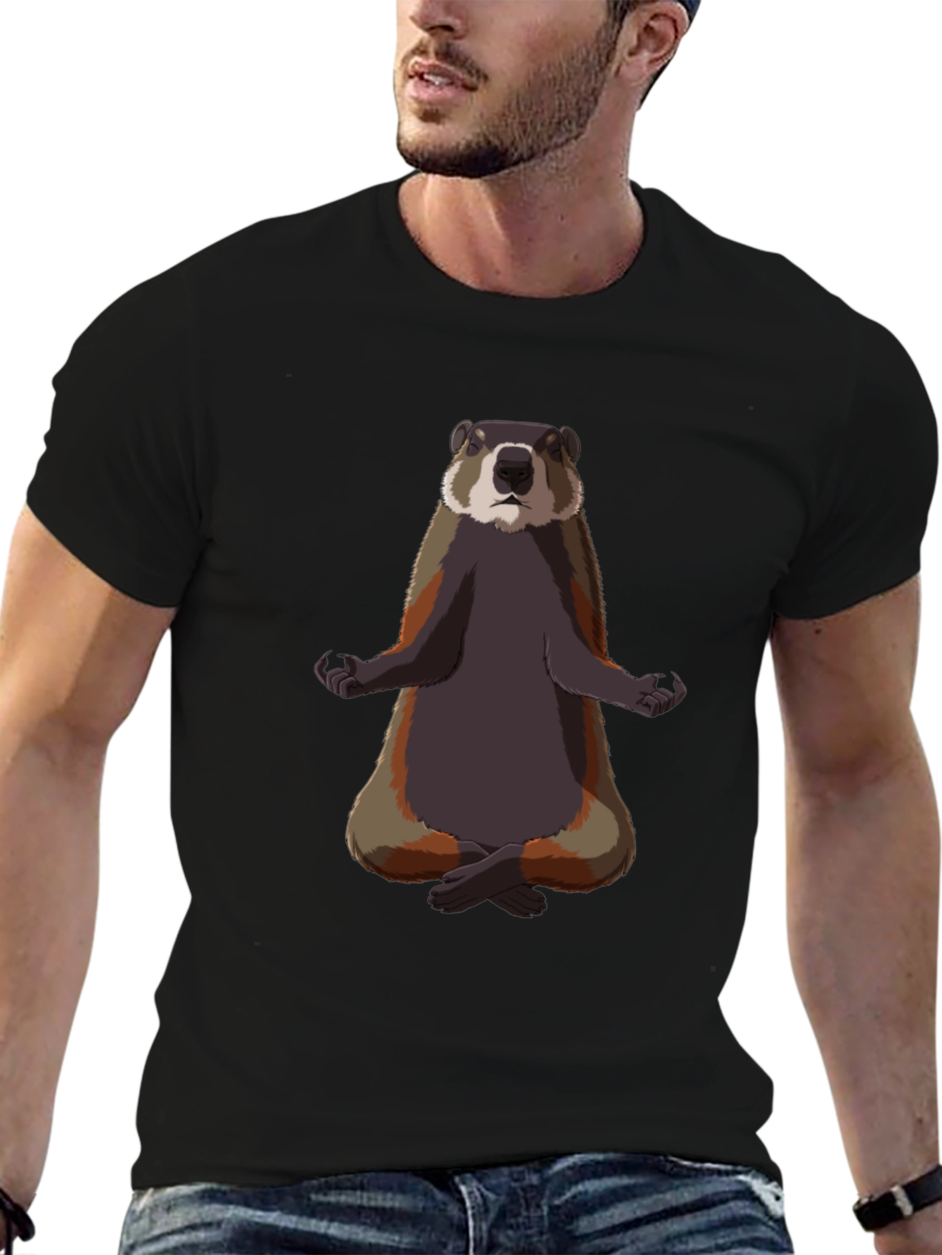 Meditating Marmot Graphic Tee - Zen Animal T-Shirt