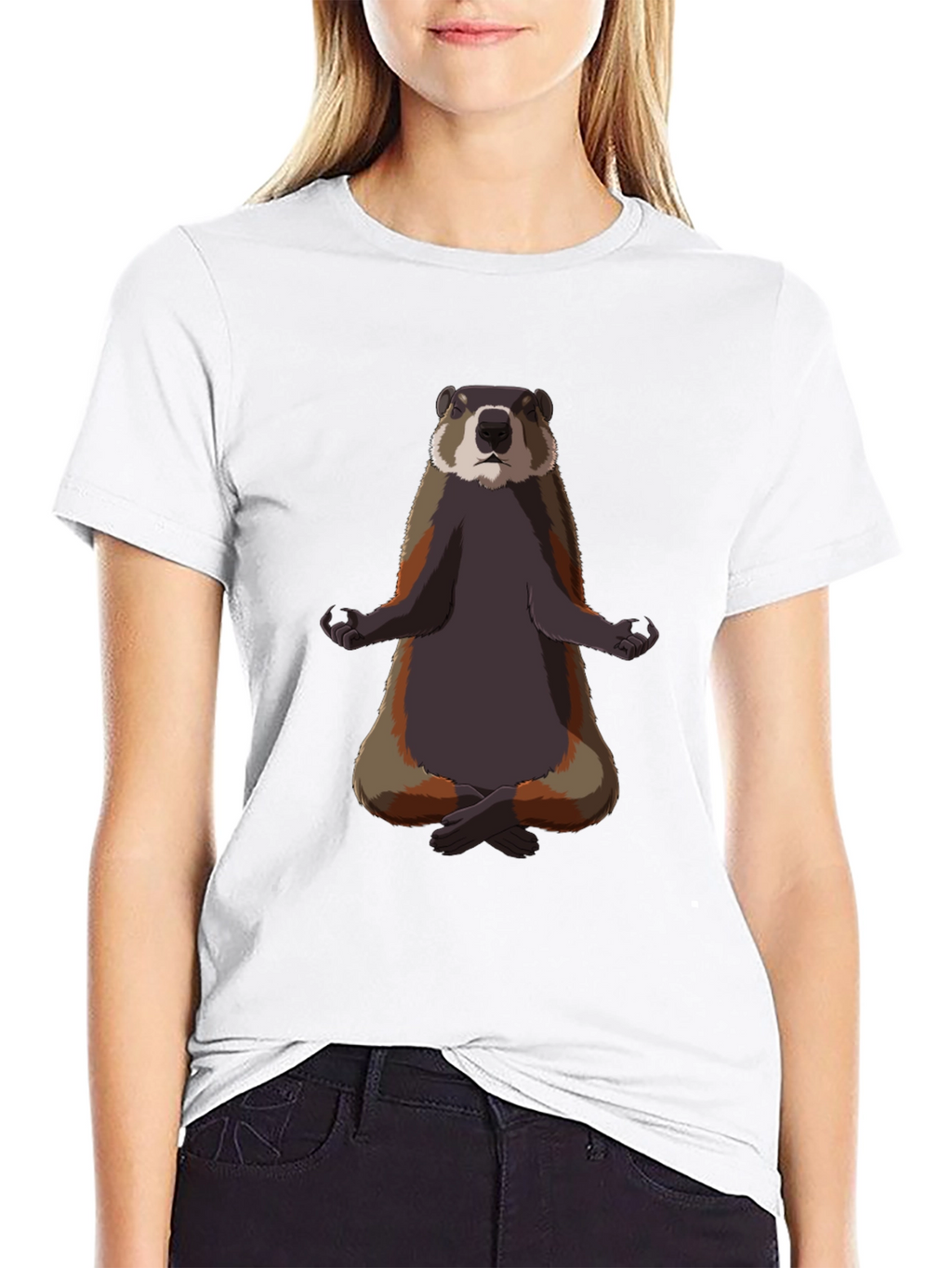 Meditating Marmot Graphic Tee - Zen Animal T-Shirt