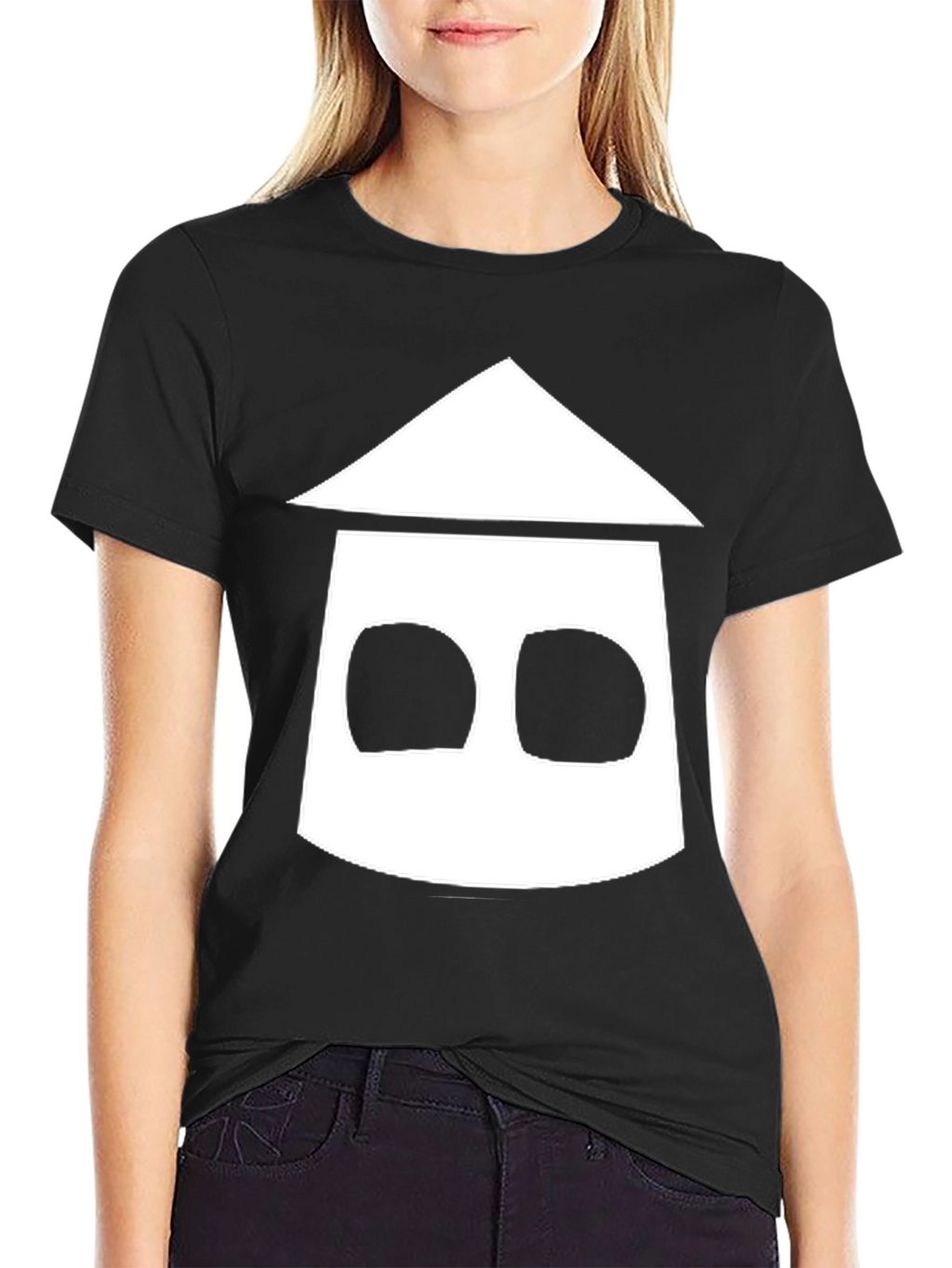 Geometric House Graphic Black T-Shirt