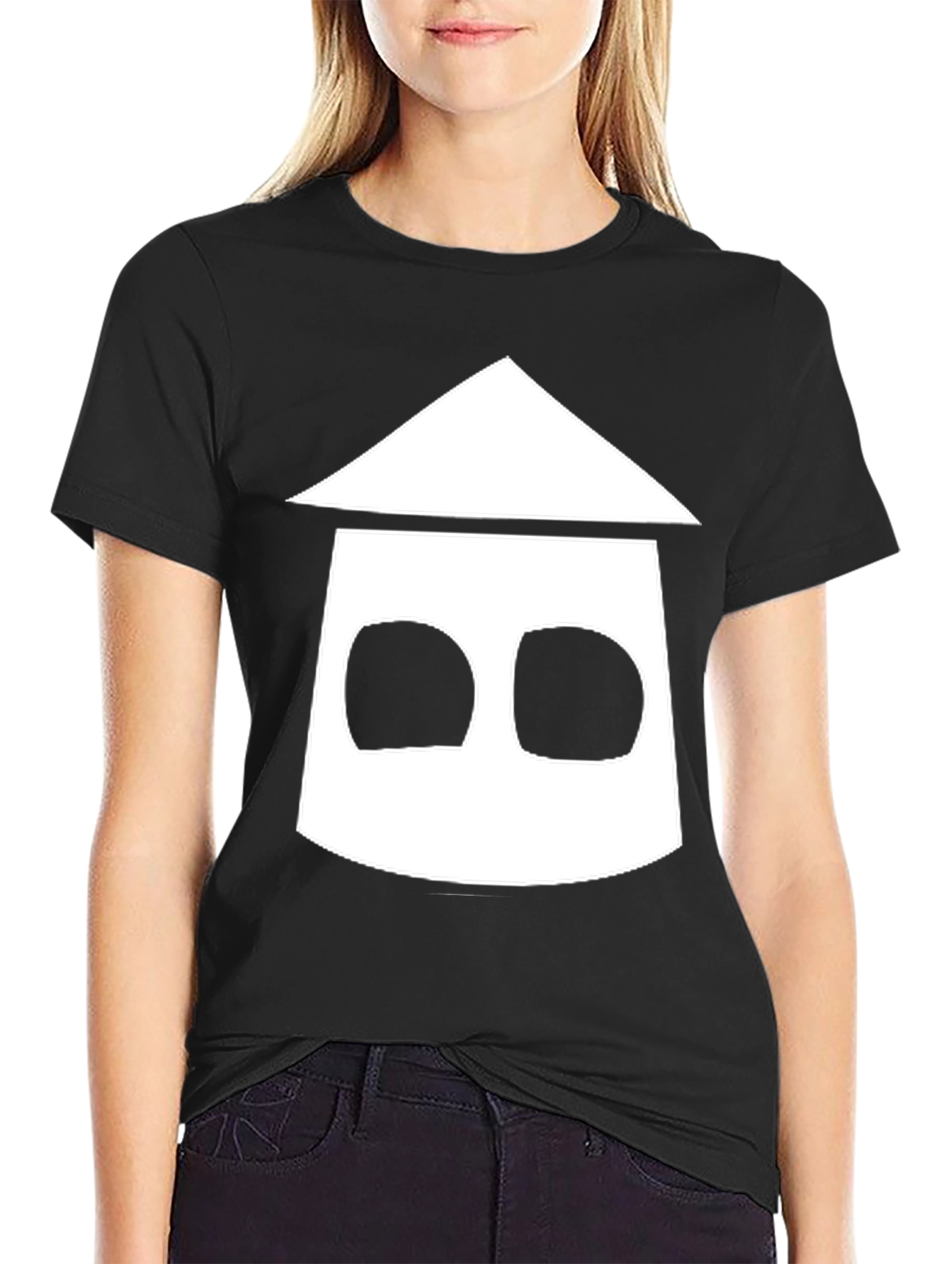 Geometric House Graphic Black T-Shirt