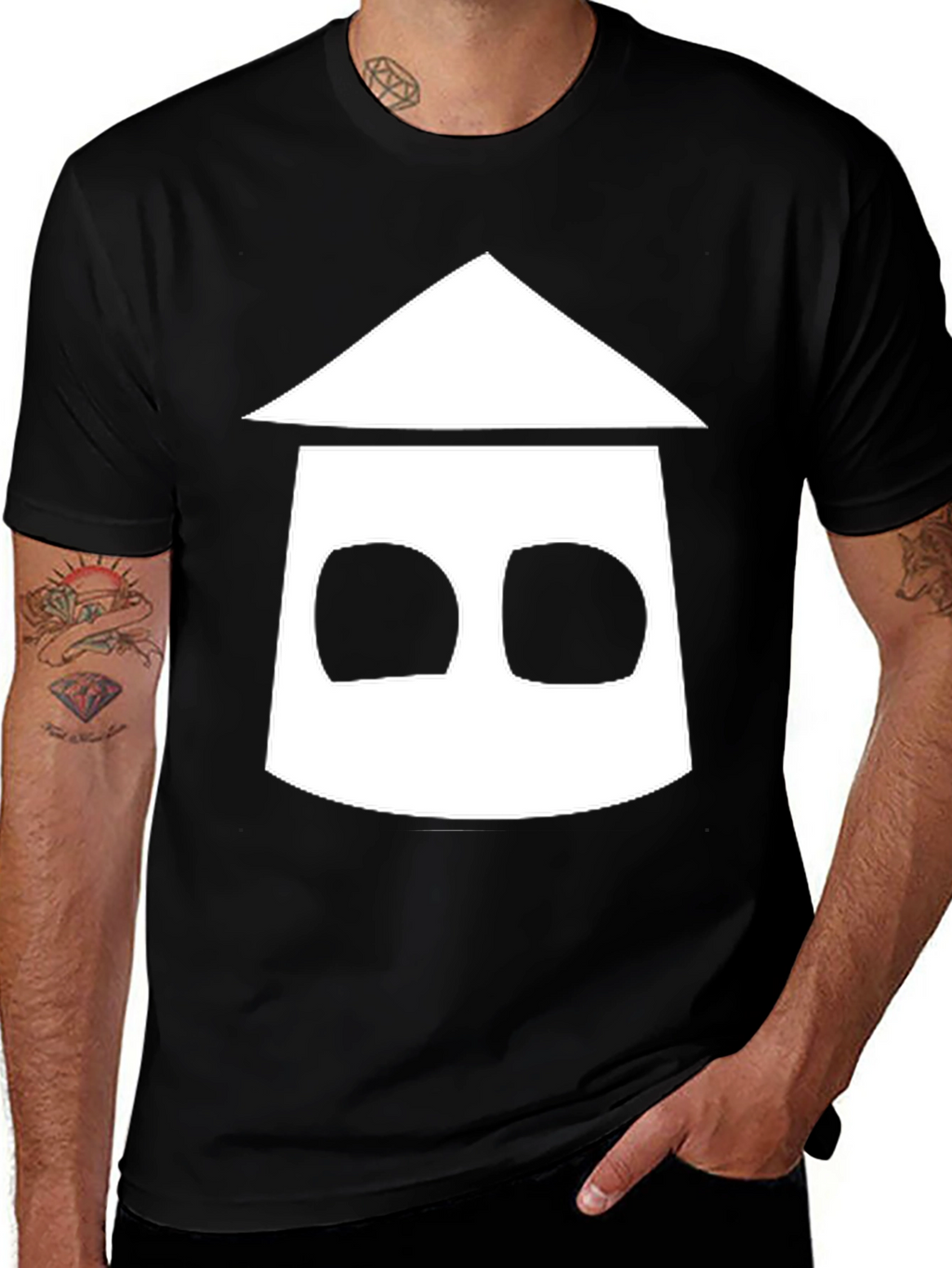 Geometric House Graphic Black T-Shirt